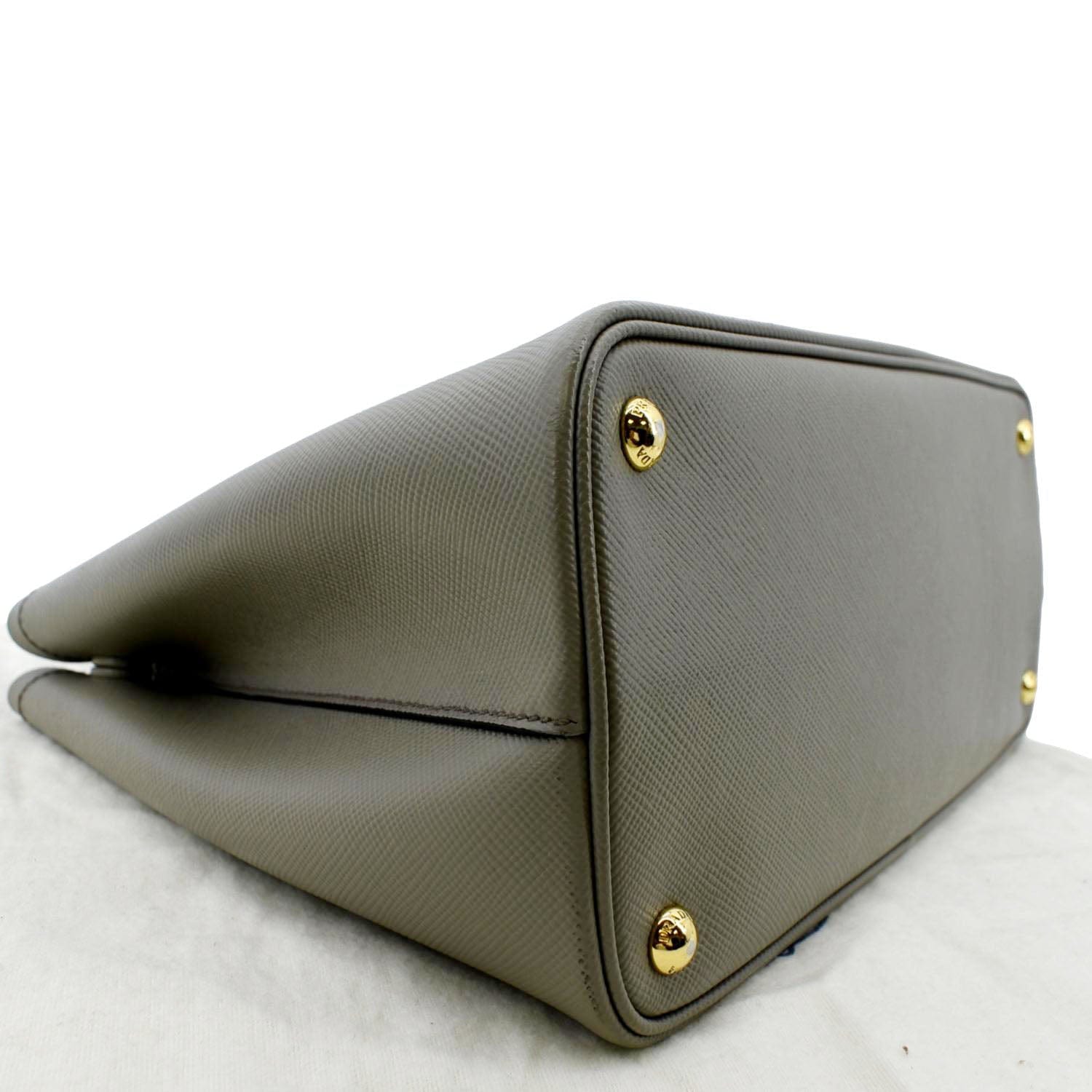 PRADA Double Handle Saffiano Leather Tote Bag Grey
