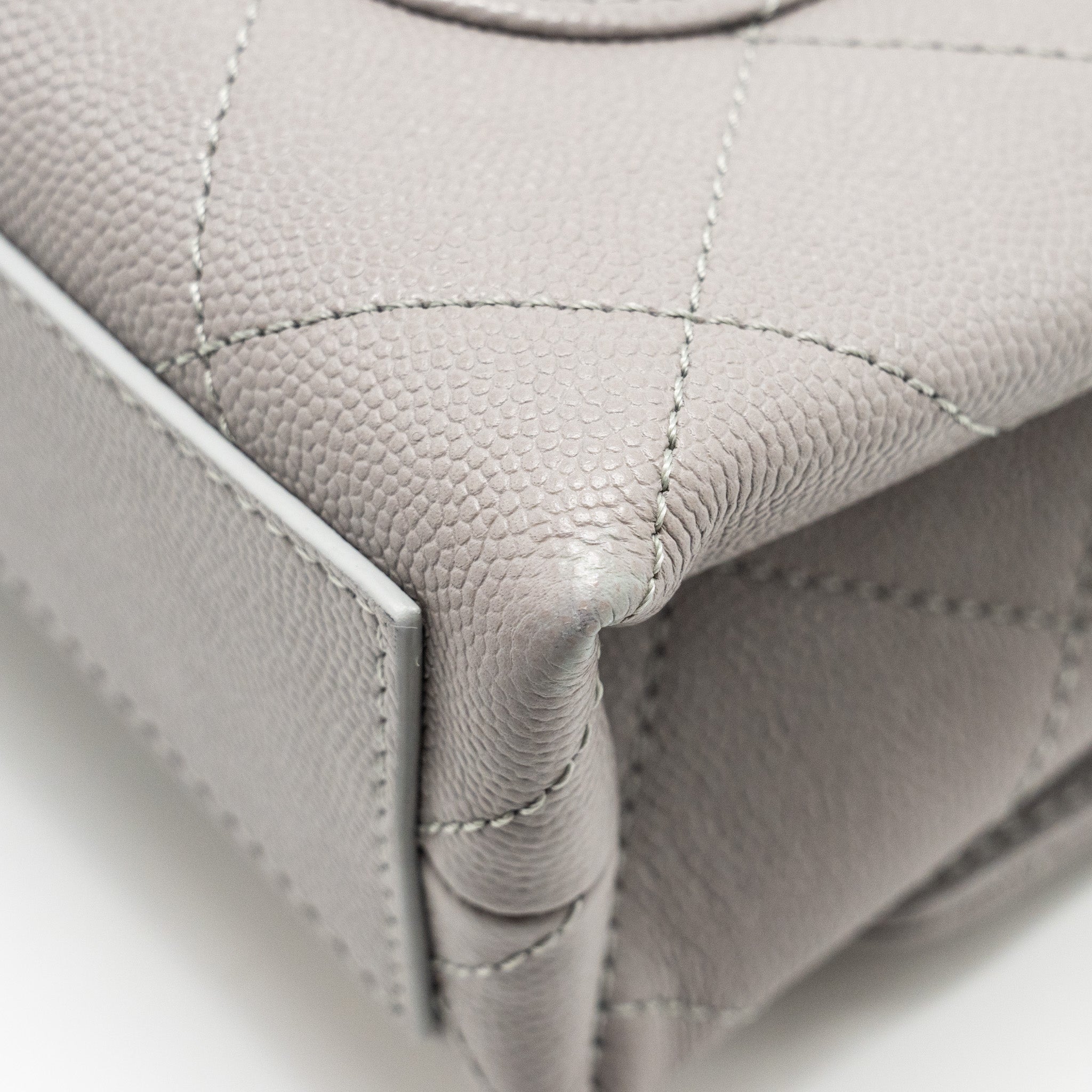 Chanel Mini Quilted Flap Bag With Chain Handle Caviar Grey  (microchip)