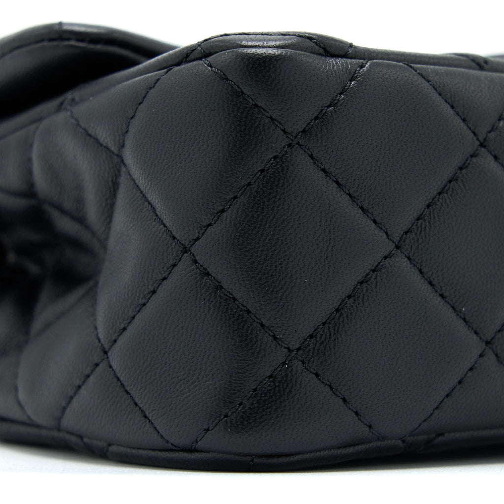 Chanel Pearl Crush Mini Rectangular Lambskin Black Brushed  (Microchip)