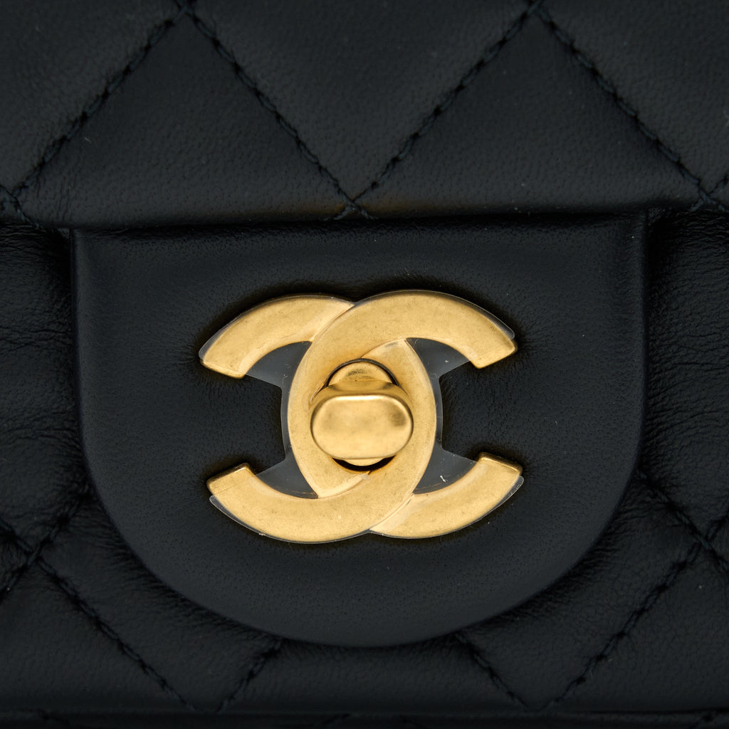 Chanel Pearl Crush Mini Rectangular Lambskin Black Brushed  (Microchip)