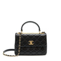 Chanel Small Trendy CC Flap Bag With Top Handle Lambskin Black L