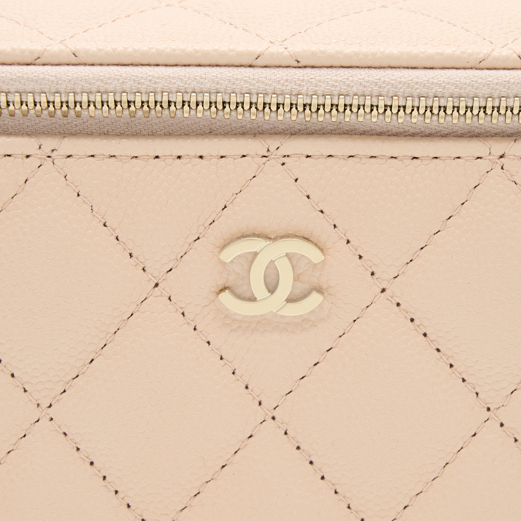 Chanel Long Vanity With Chain Caviar Beige L