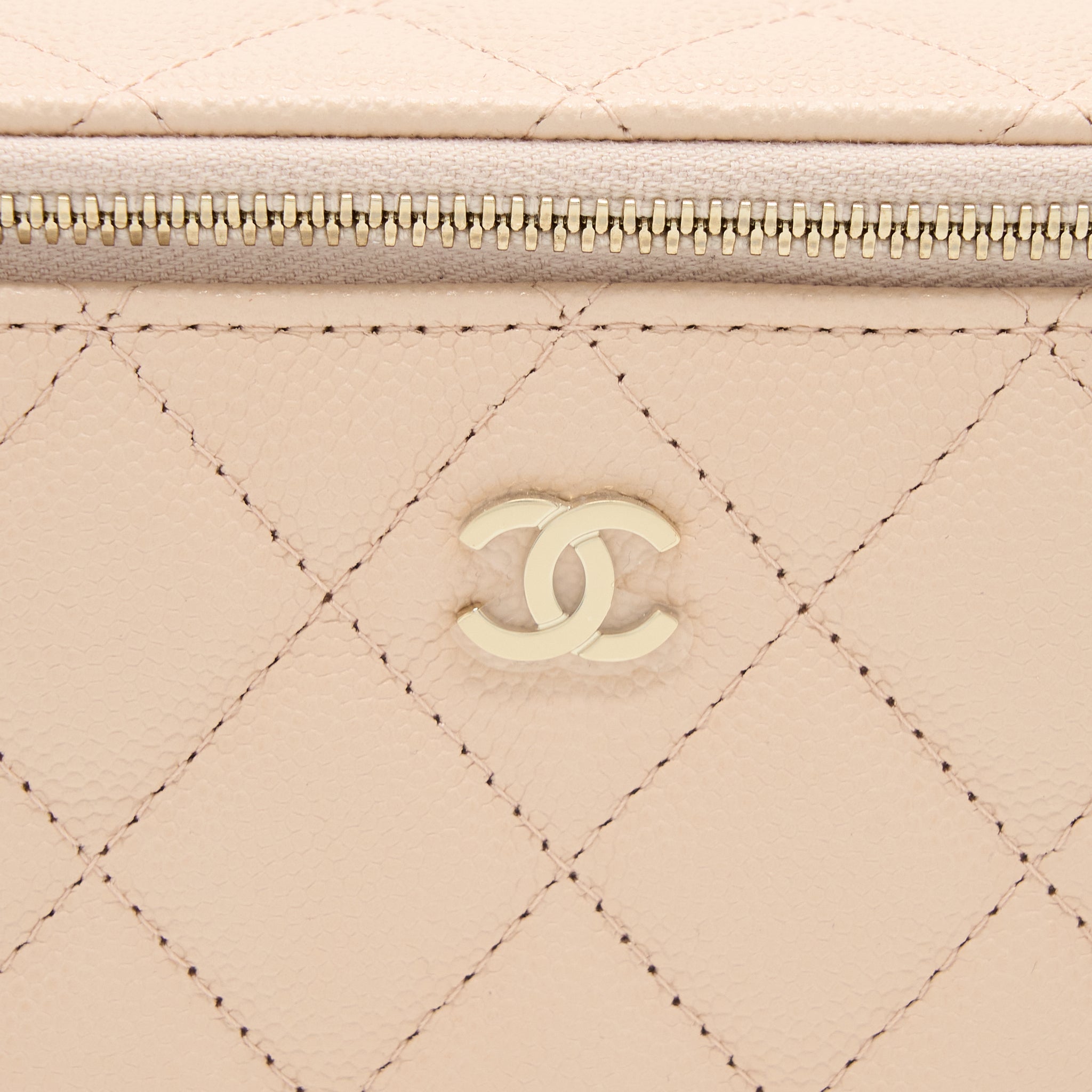 Chanel Long Vanity With Chain Caviar Beige L