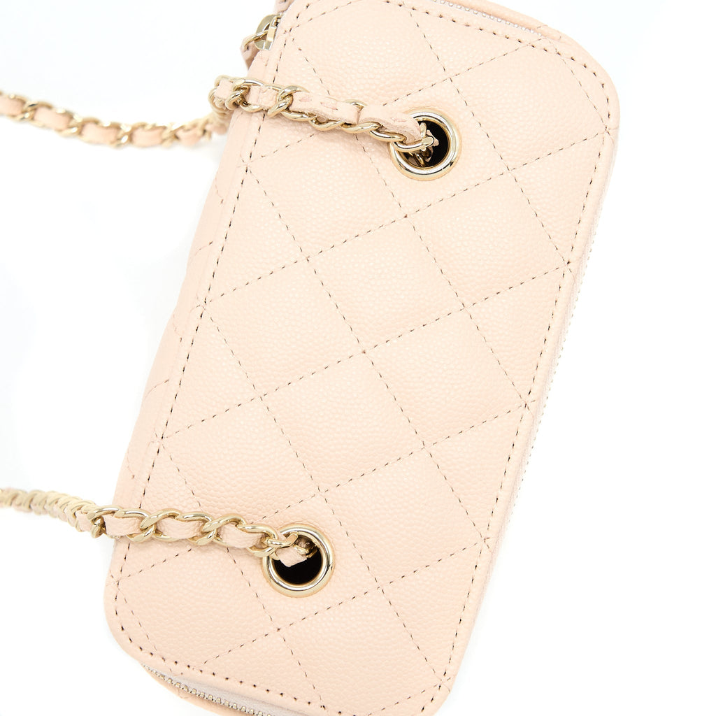 Chanel Long Vanity With Chain Caviar Beige L