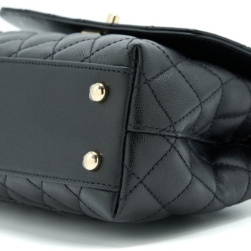 Chanel Small Coco Handle Caviar Black L .
