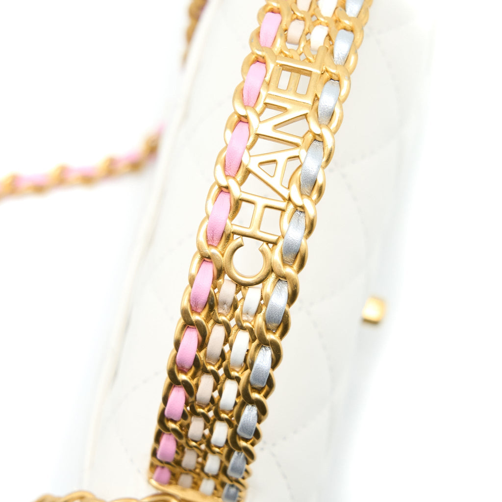 Chanel 23P Top Handle Wallet on Chain Calfskin White/Multicolour Brushed  (Microchip)