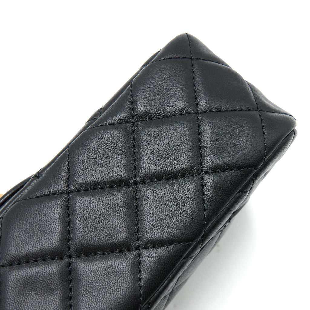 Chanel Pearl Crush Mini Rectangular Lambskin Black Brushed  (Microchip)