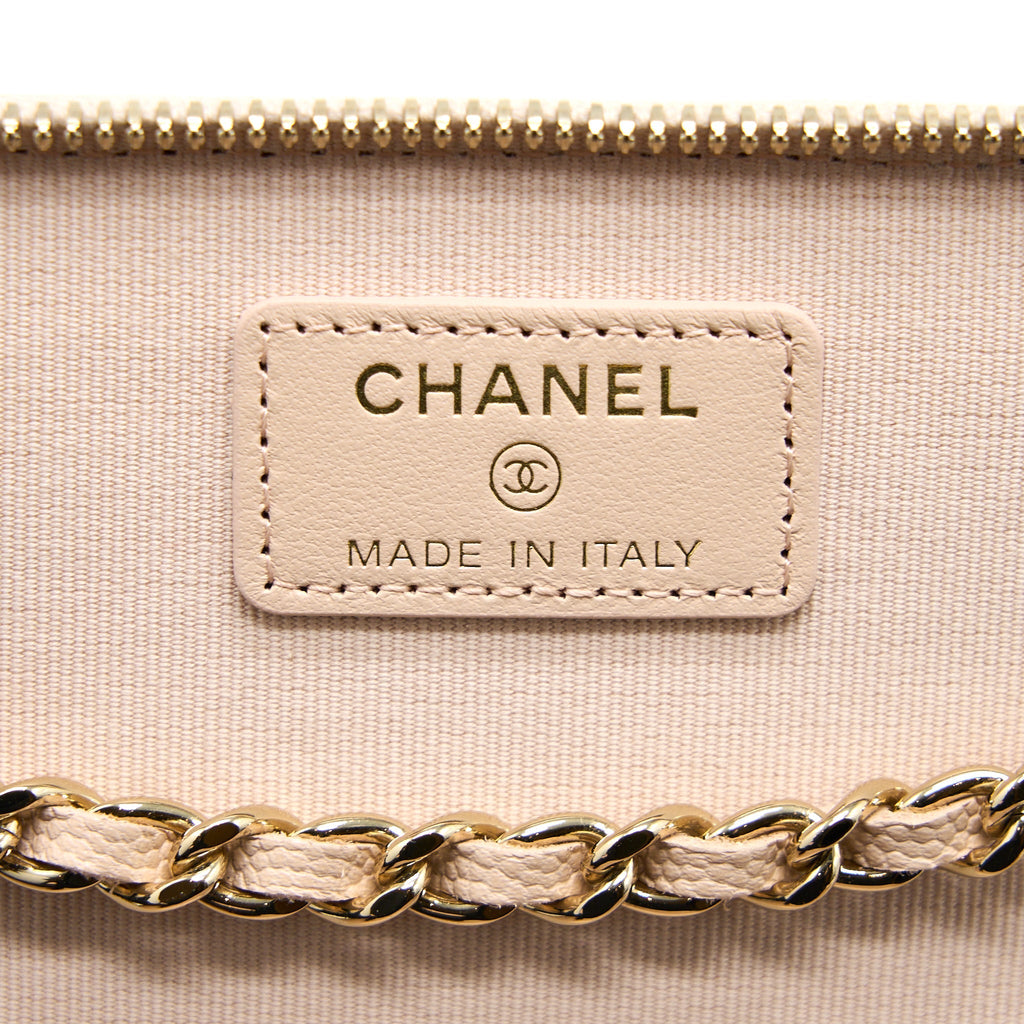 Chanel Long Vanity With Chain Caviar Beige L