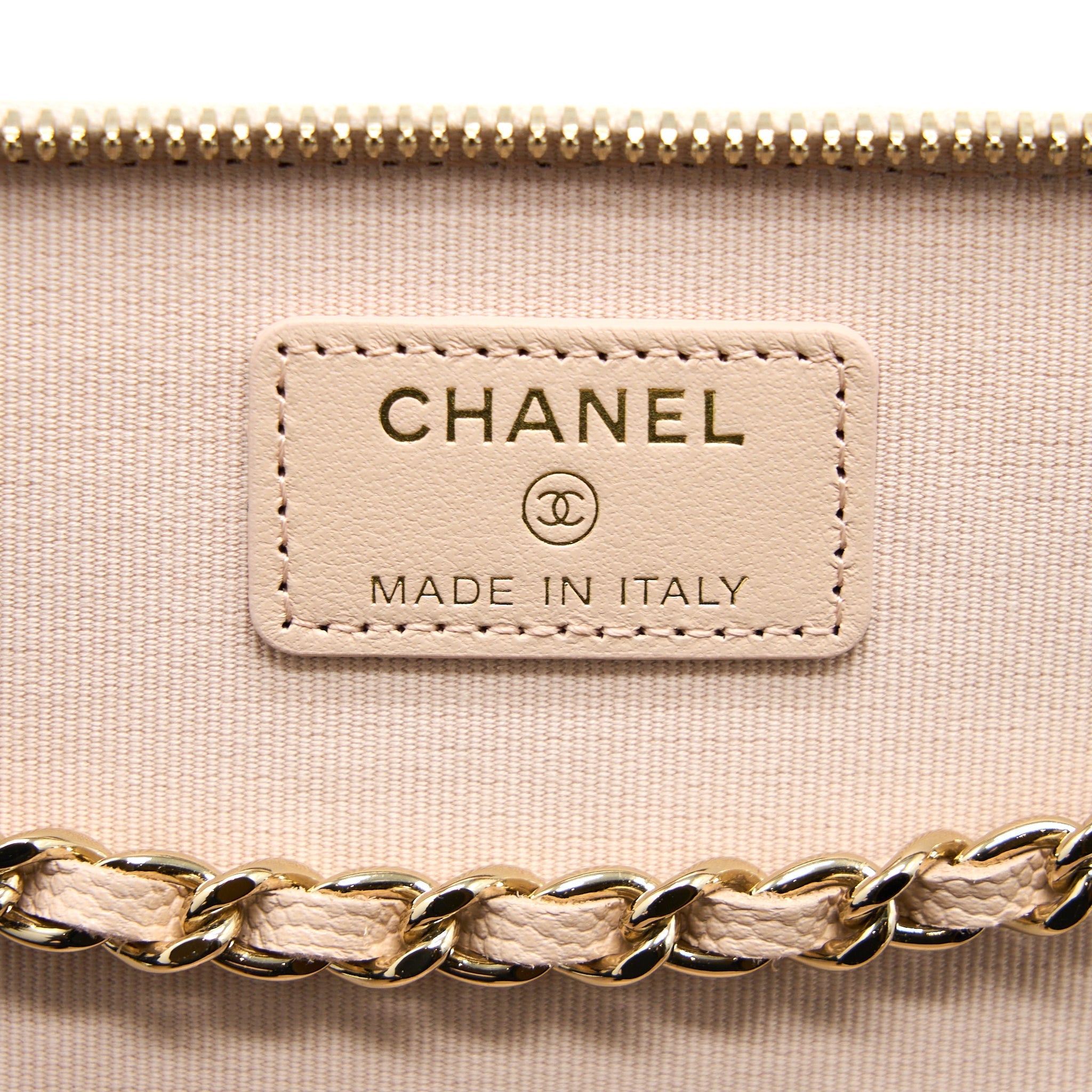 Chanel Long Vanity With Chain Caviar Beige L