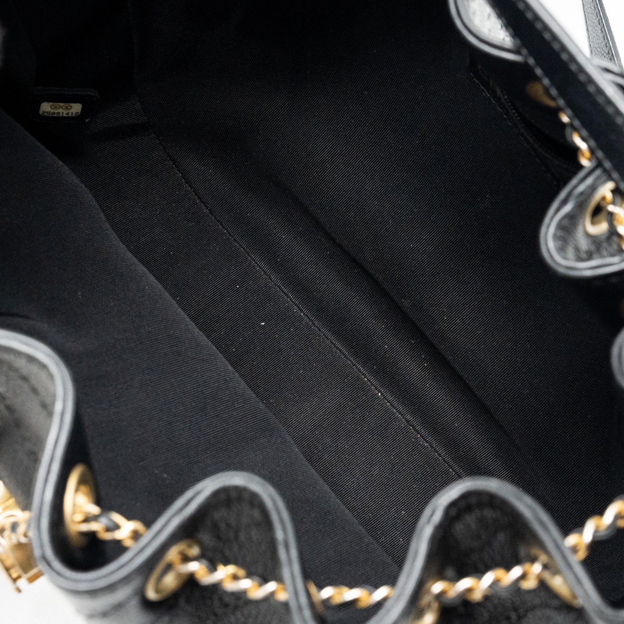 Chanel chevron bucket bag grained calfskin Black