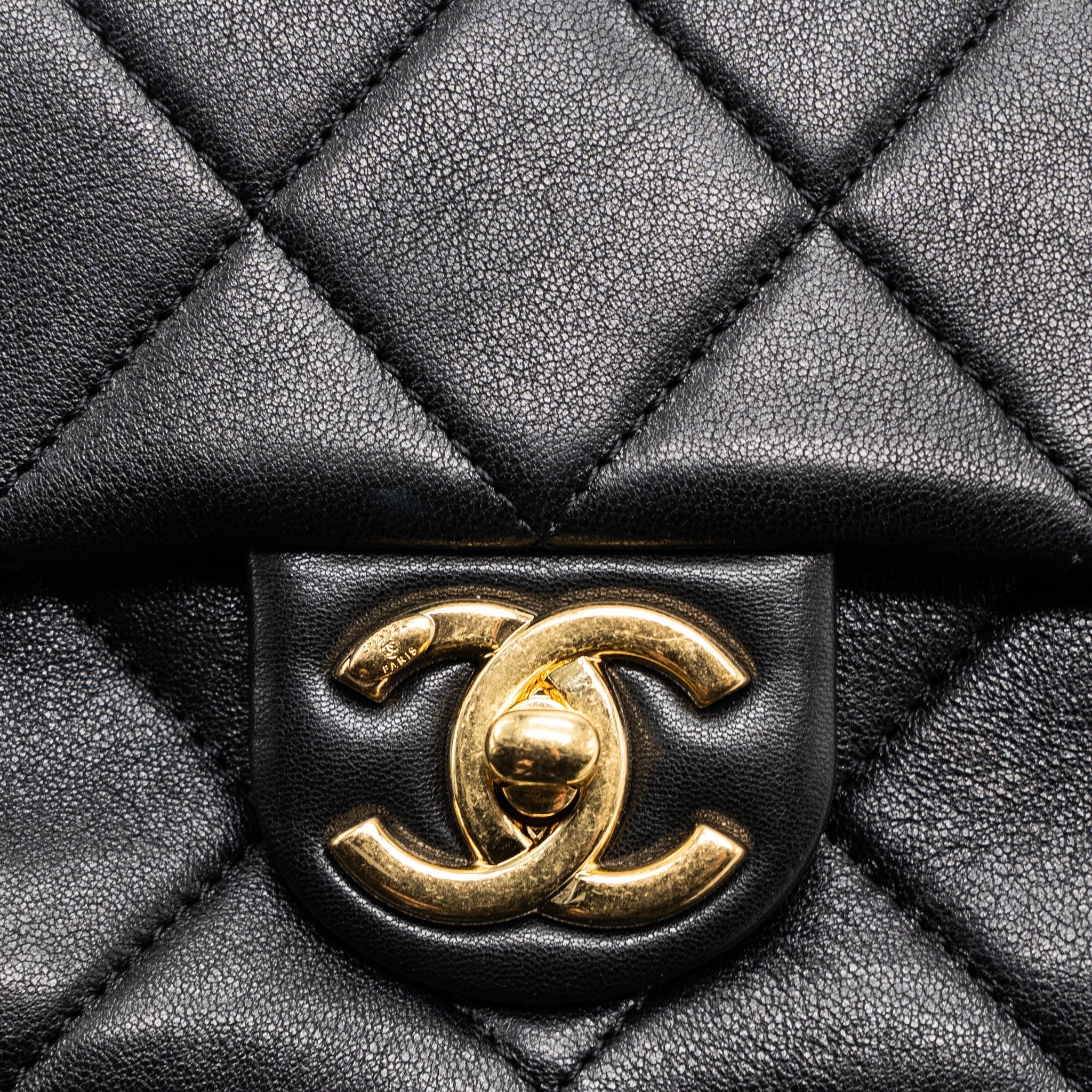Chanel Round Handle Mini Square Crossbody Bag Lambskin Brushed (Microchip)