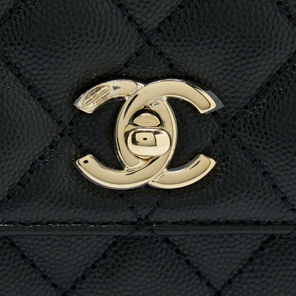 Chanel Small Coco Handle Caviar Black L .