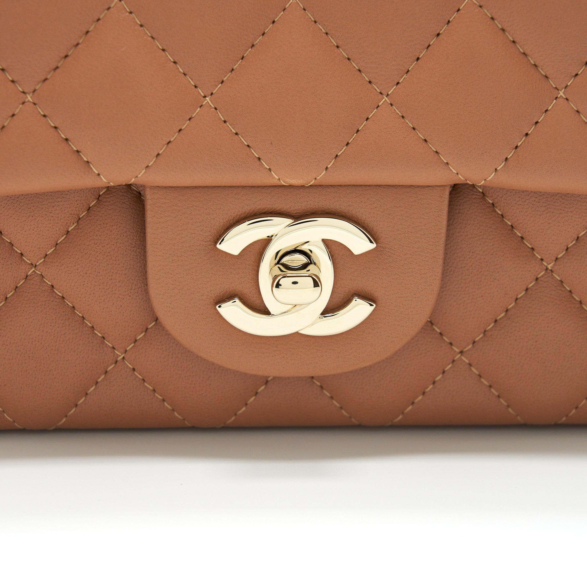 Chanel Mini Rectangular Flap Bag Lambskin Caramel L