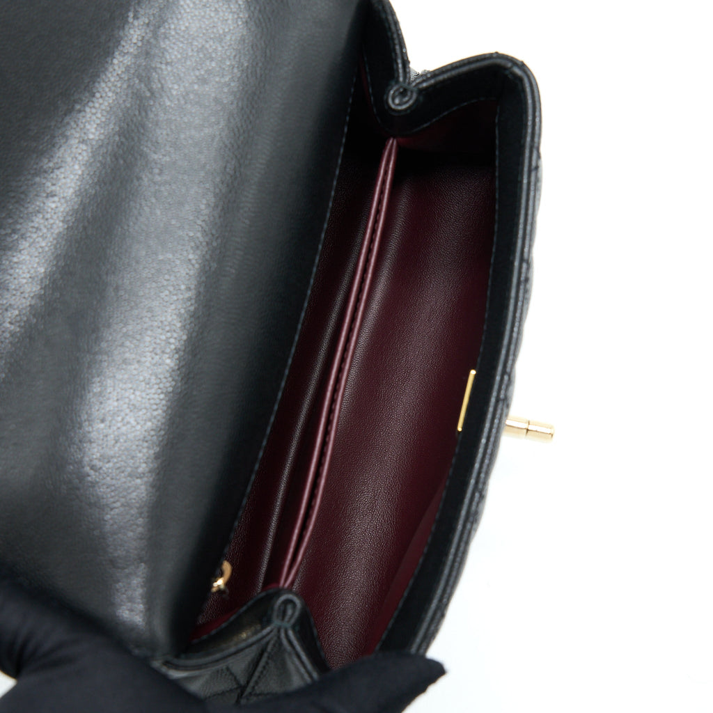 Chanel Small Coco Handle Caviar Black L .