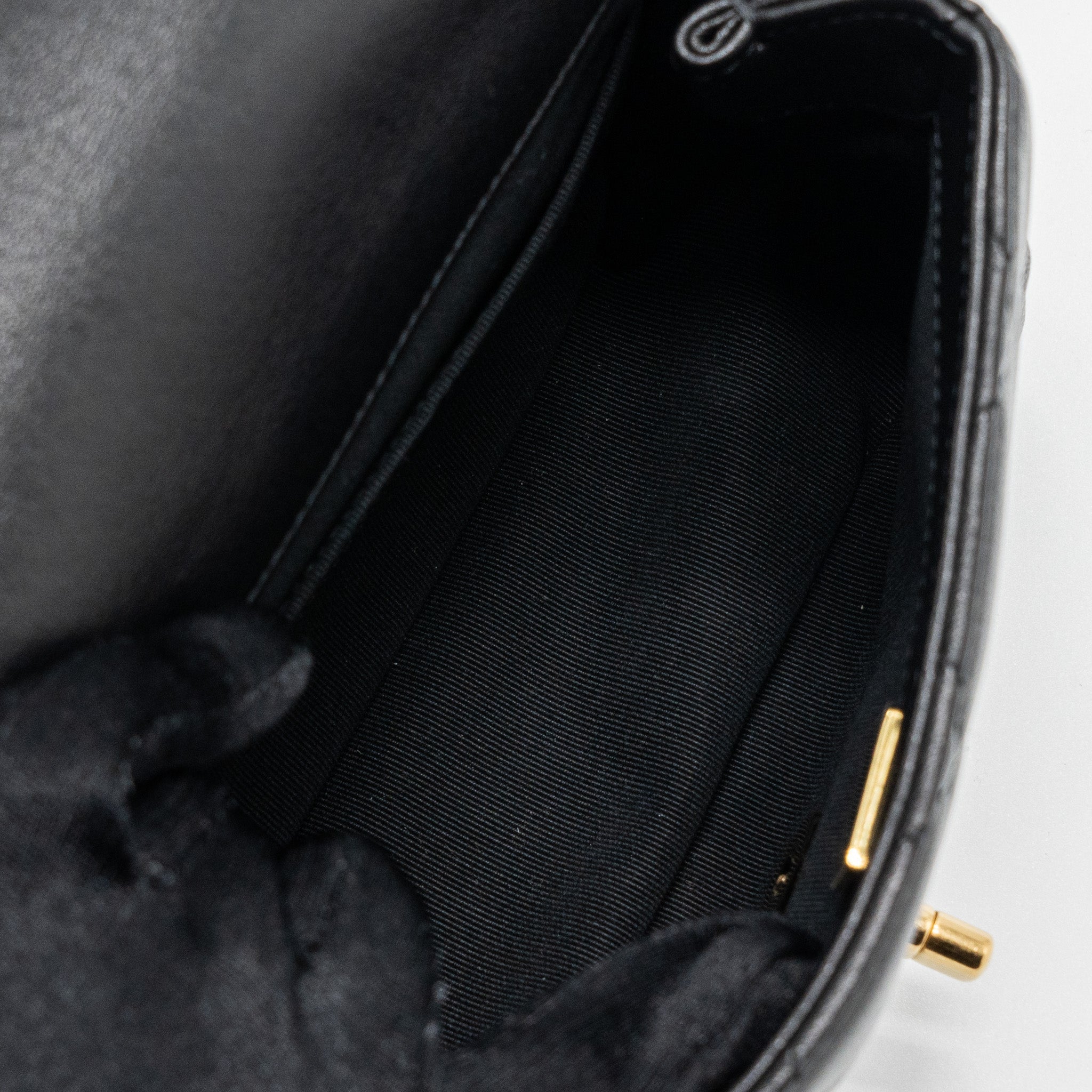 Chanel Round Handle Mini Square Crossbody Bag Lambskin Brushed (Microchip)