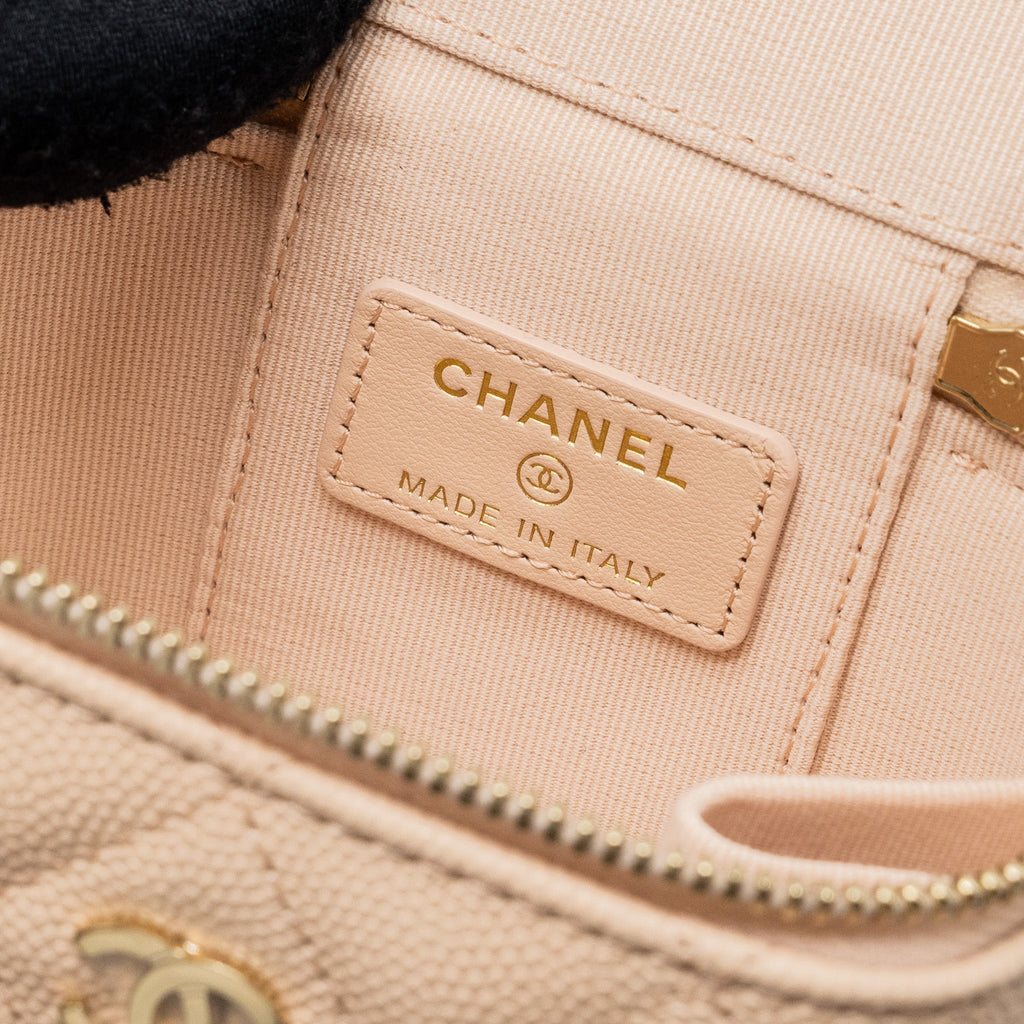 Chanel Mini Vanity Case Caviar Light Beige L