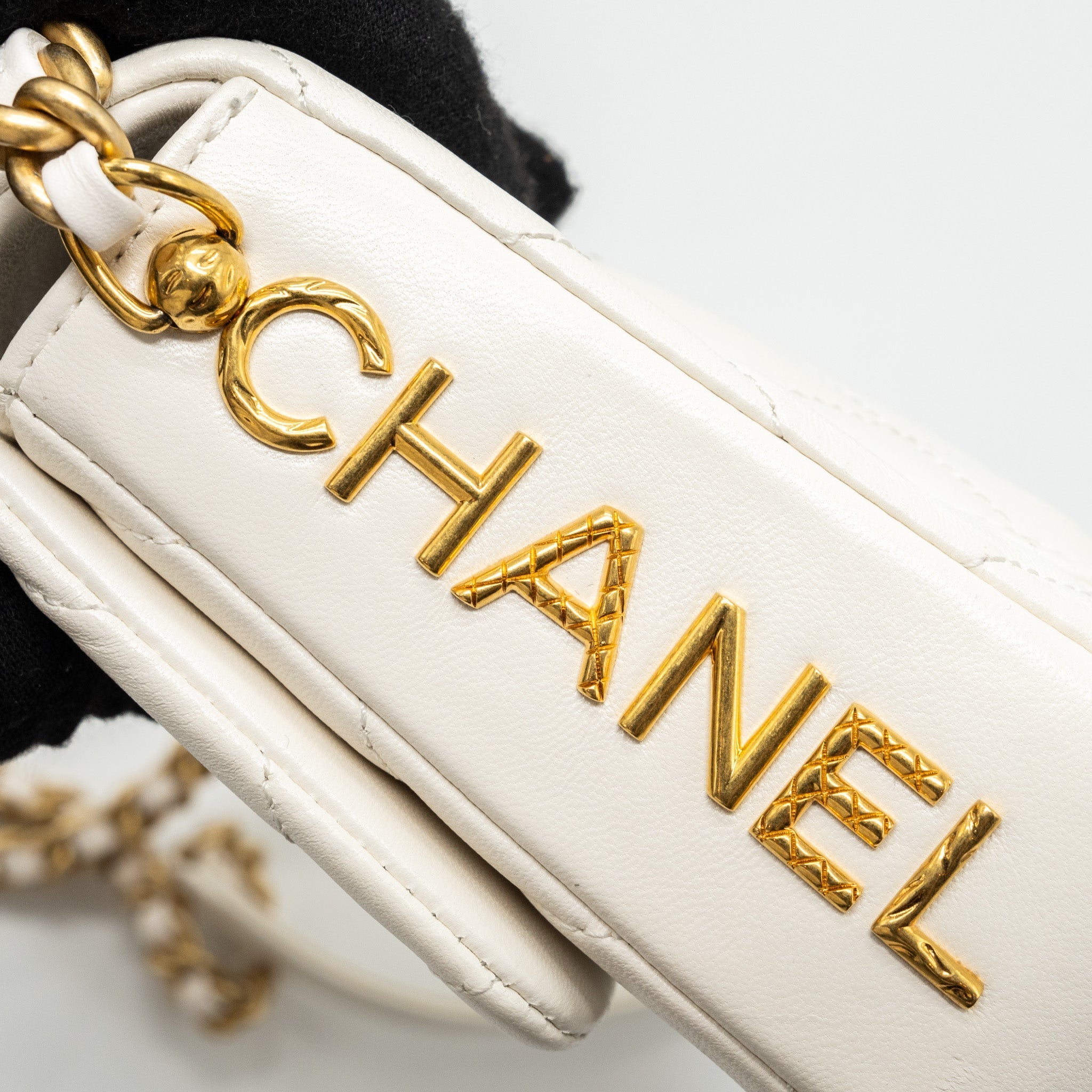 Chanel Seasonal Square Flap Bag Lambskin White  (Microchip)