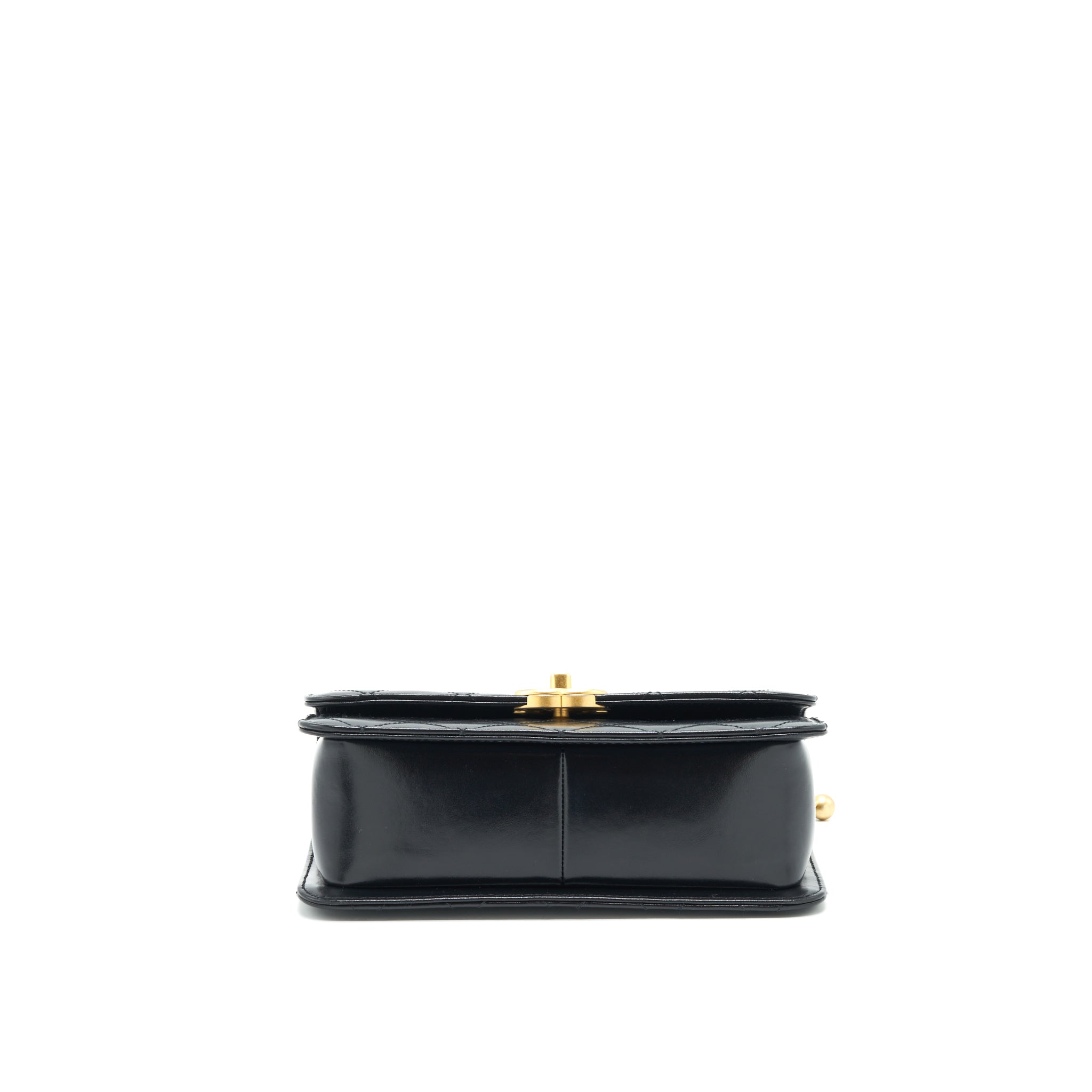 Chanel 21A Gold Crush Flap Bag Calfskin Black