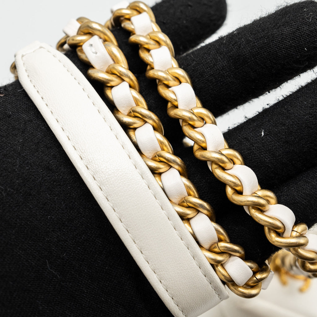 Chanel Seasonal Square Flap Bag Lambskin White  (Microchip)