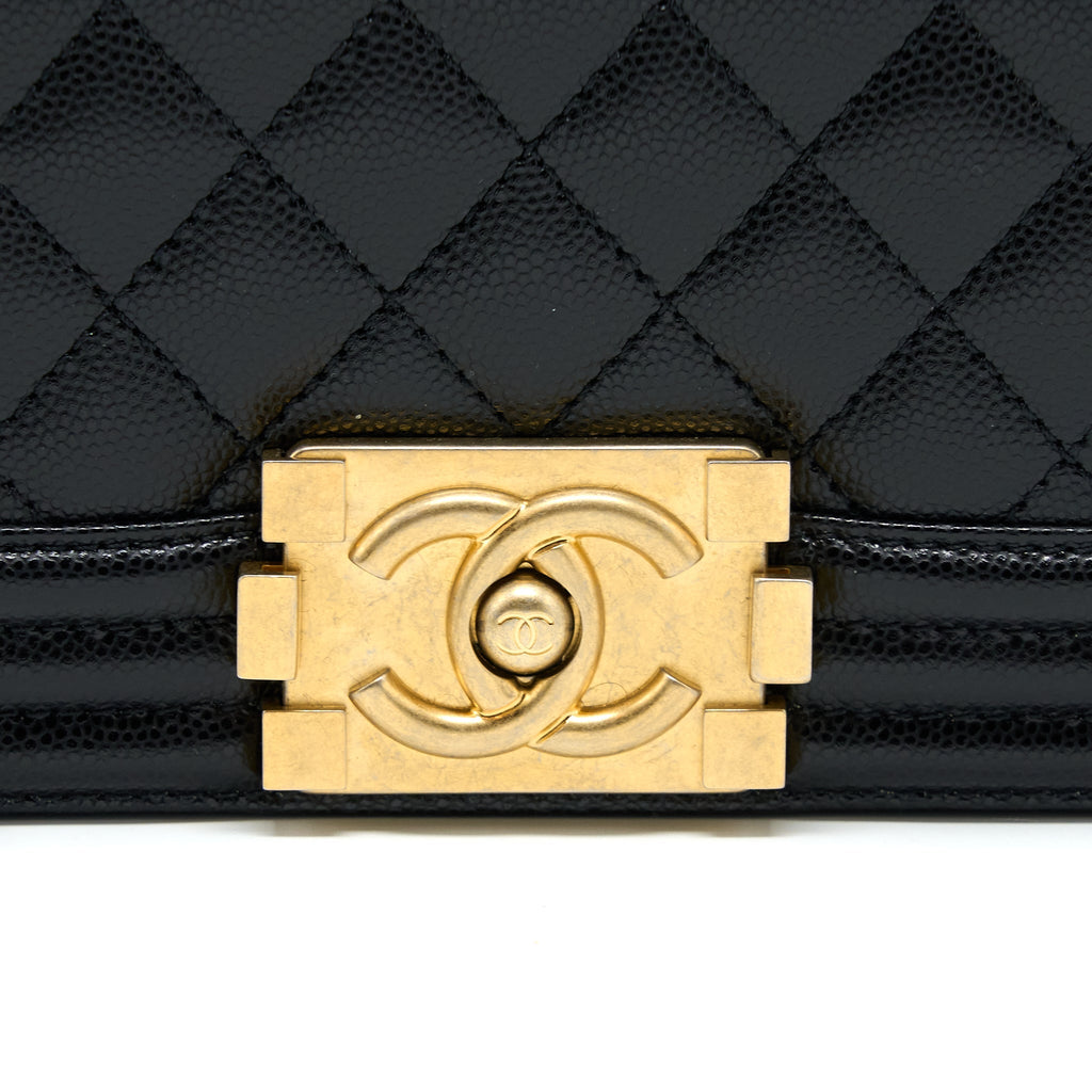 Chanel Small Boy Bag Caviar Black  (Microchip)