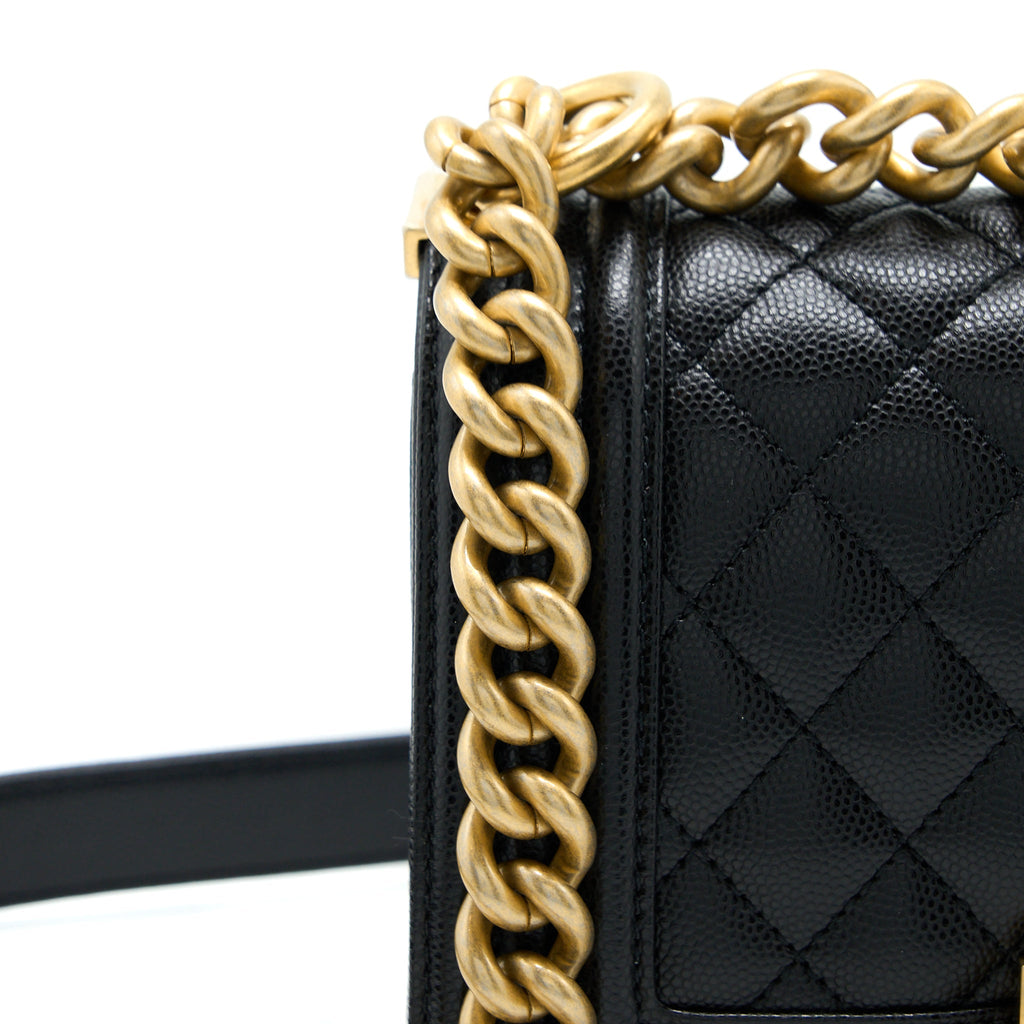 Chanel Small Boy Bag Caviar Black  (Microchip)