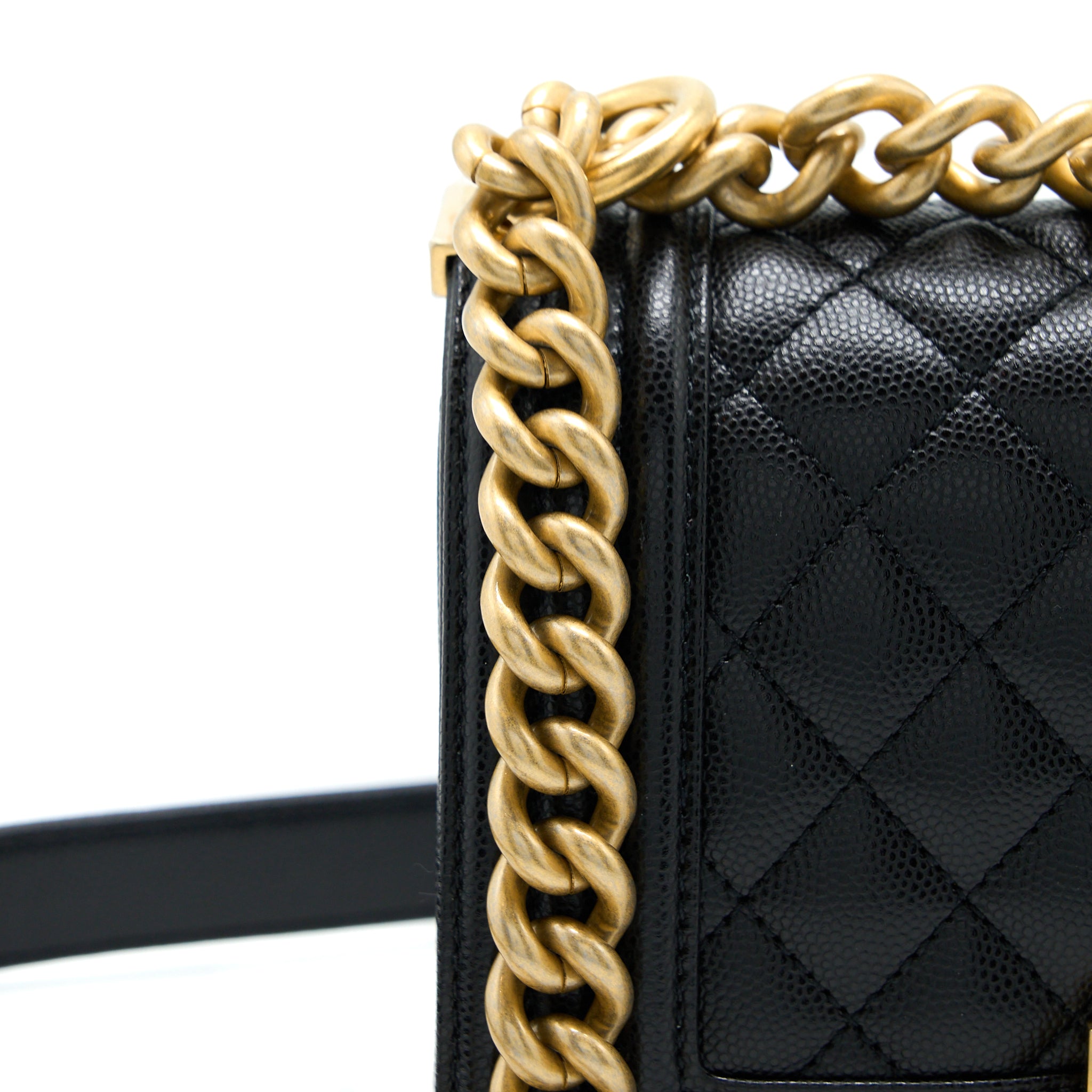 Chanel Small Boy Bag Caviar Black  (Microchip)