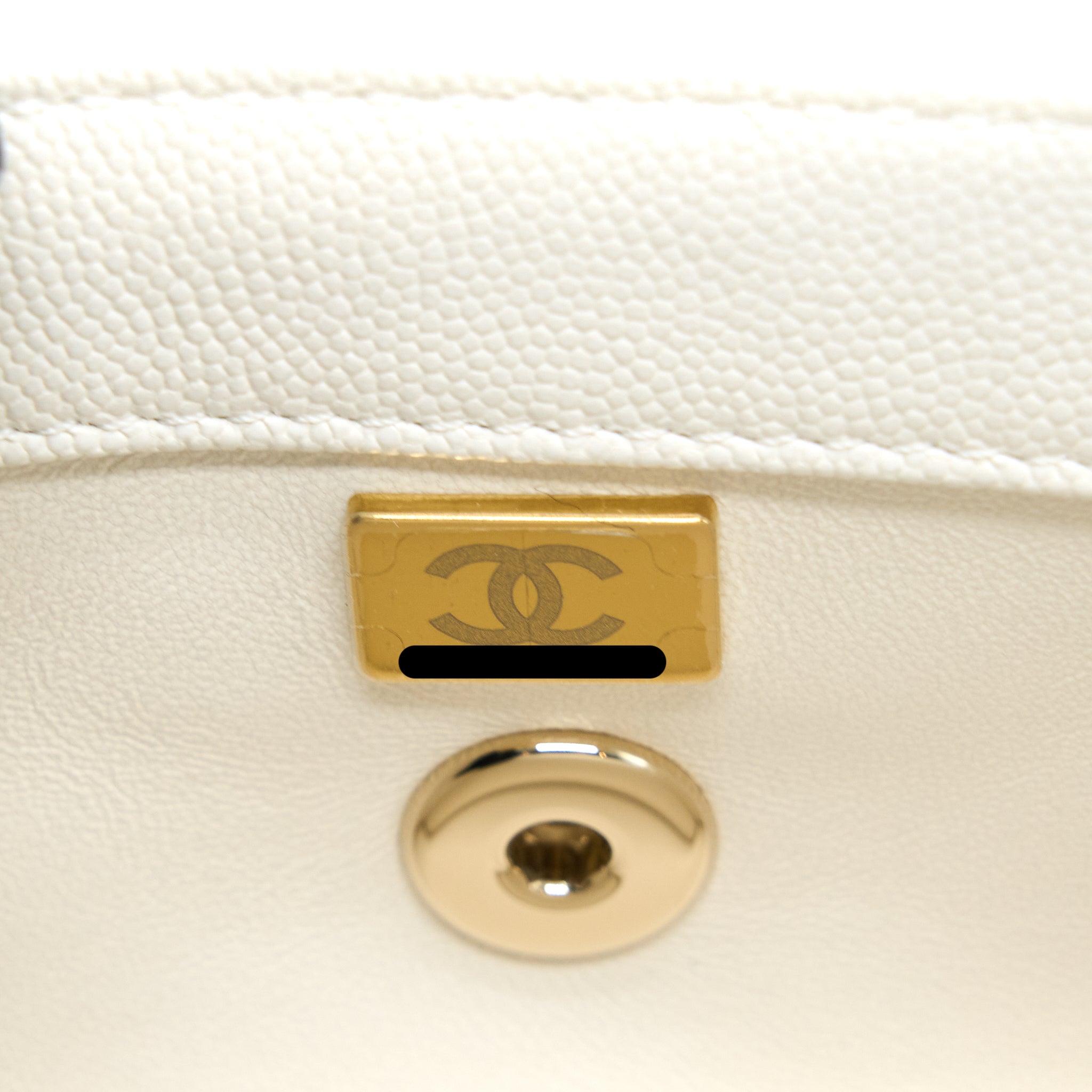 Chanel Small Coco Handle Caviar White L (Microchip)