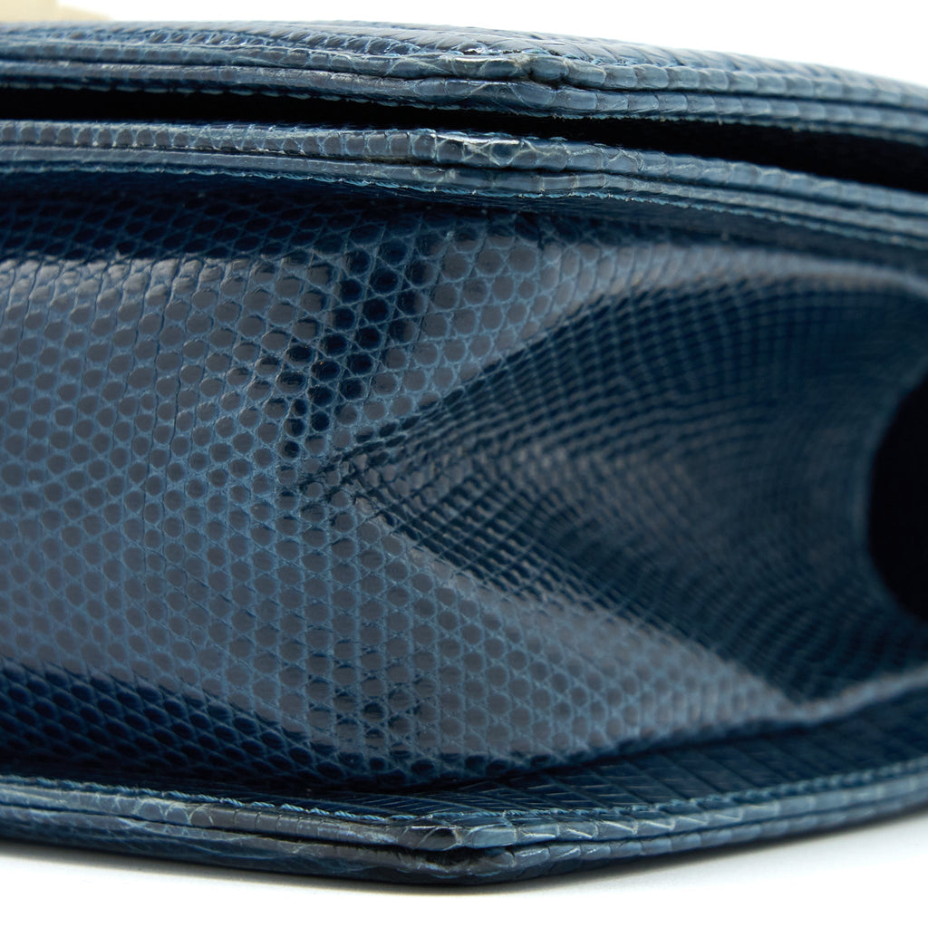 Chanel Small Boy Bag Lizard Dark Blue L