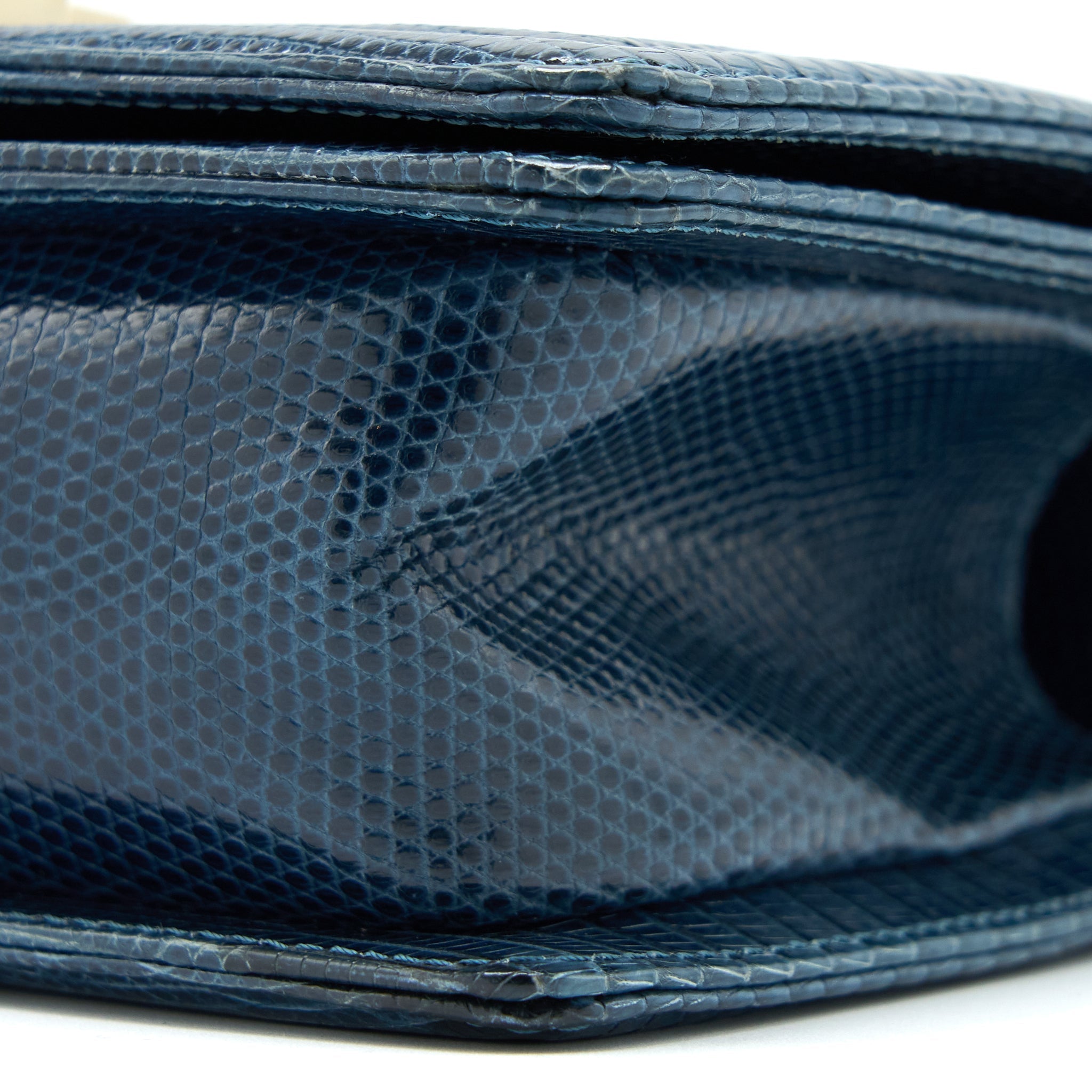 Chanel Small Boy Bag Lizard Dark Blue L