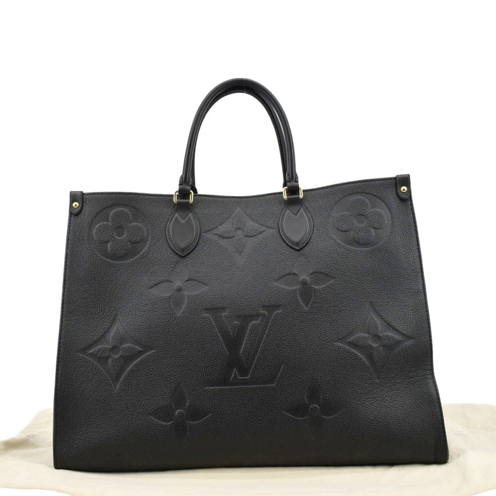 LOUIS VUITTON Onthego GM Monogram Empreinte Leather Tote Shoulder Bag Black