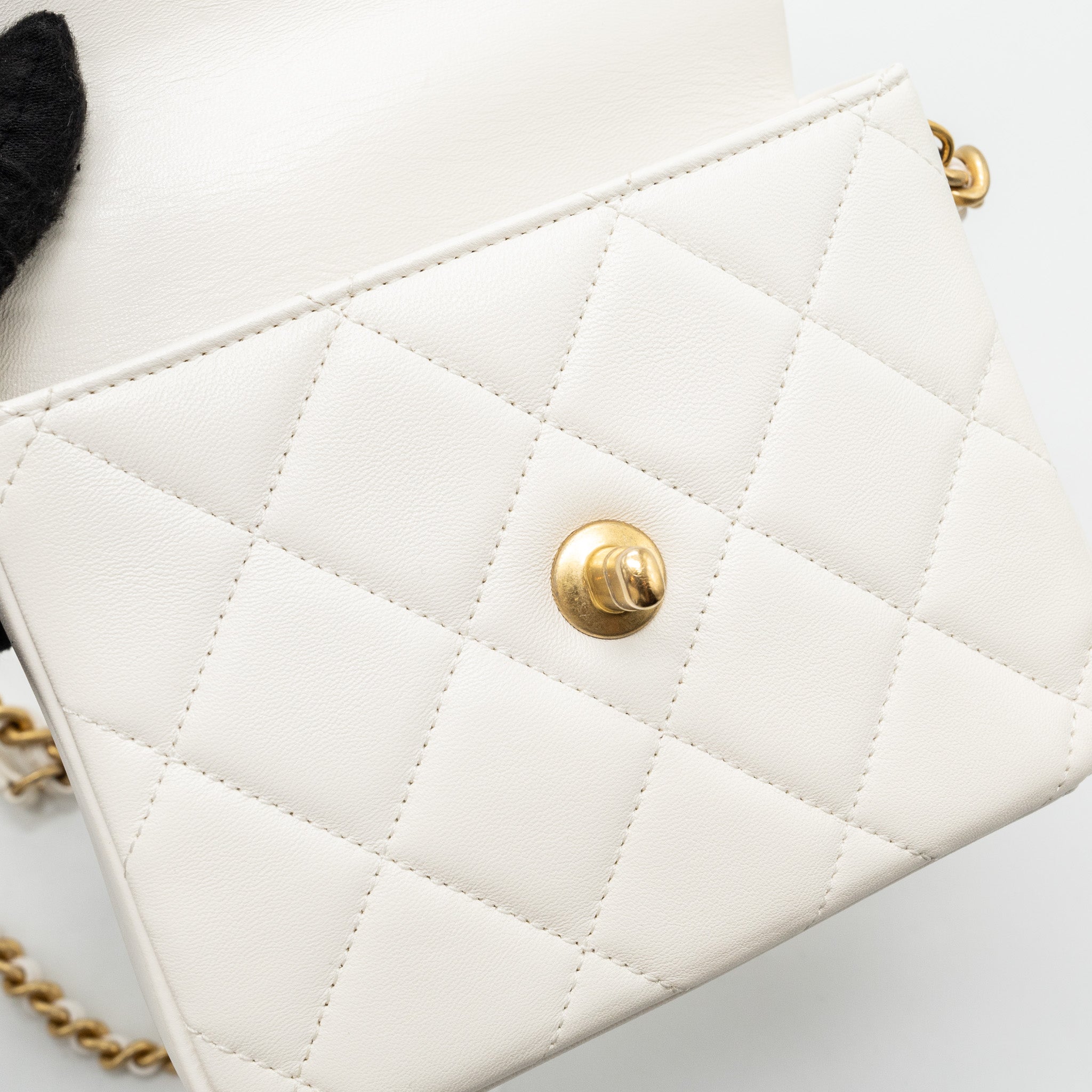 Chanel Seasonal Square Flap Bag Lambskin White  (Microchip)