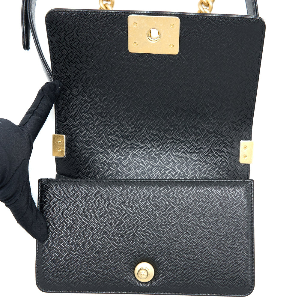 Chanel Small Boy Bag Caviar Black  (Microchip)