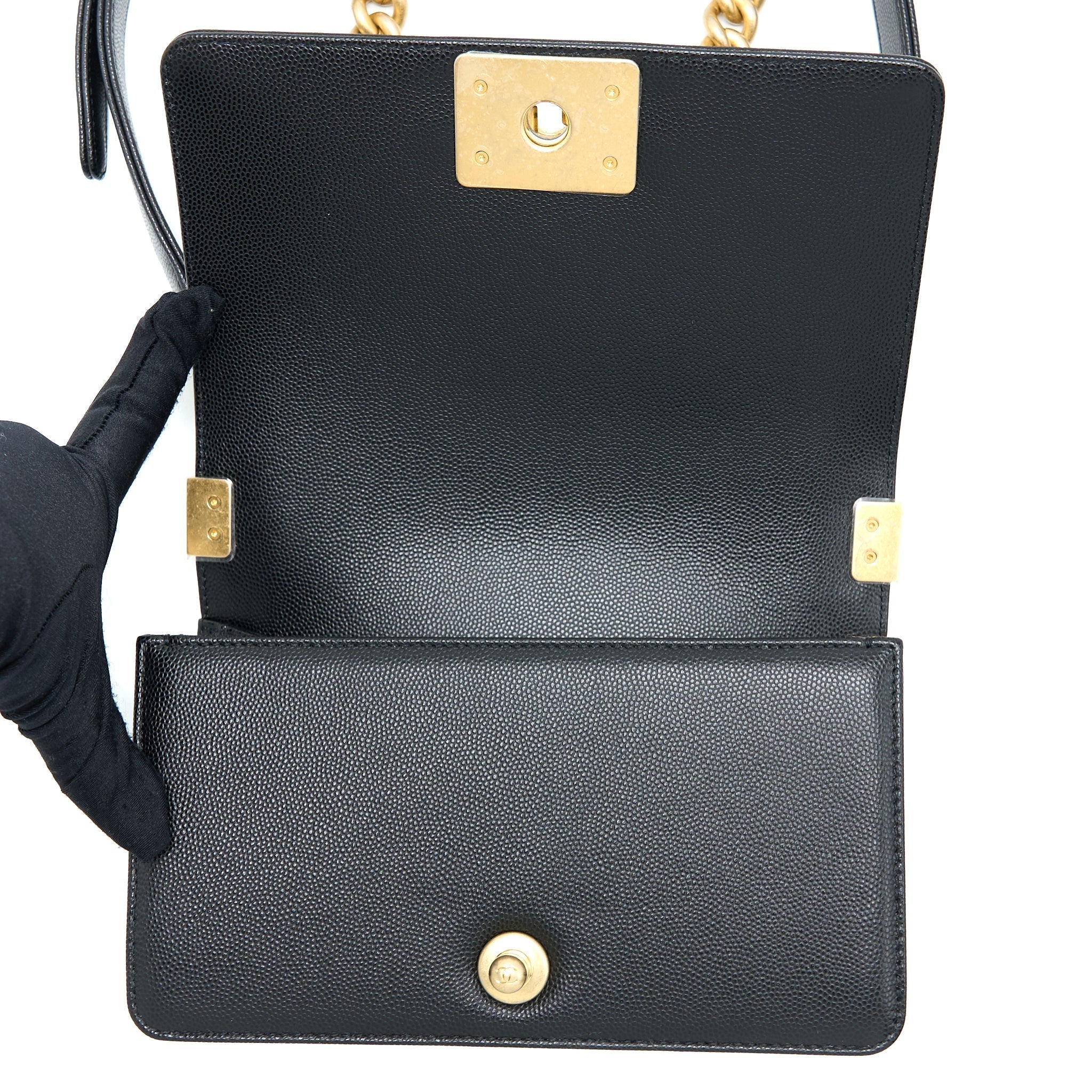 Chanel Small Boy Bag Caviar Black  (Microchip)