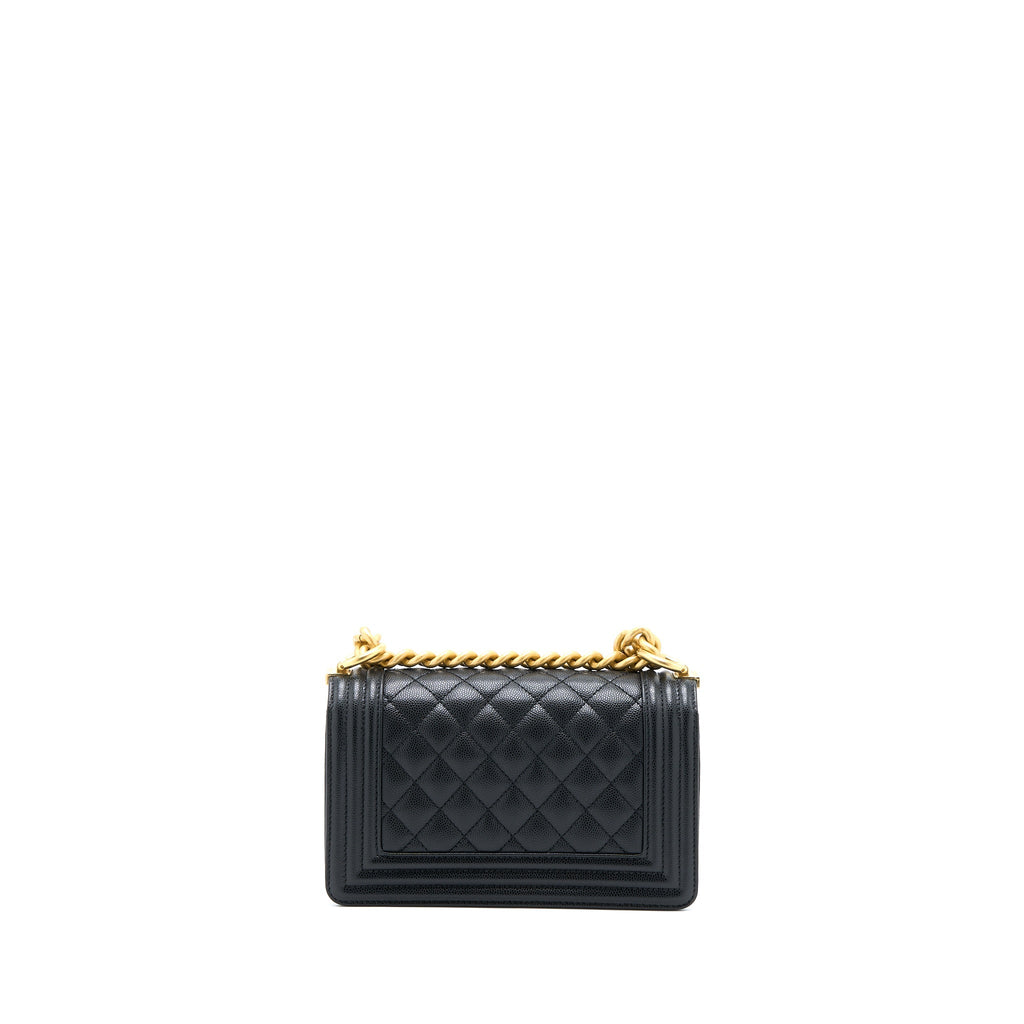 Chanel Small Boy Caviar Black Brushed  (Microchip)