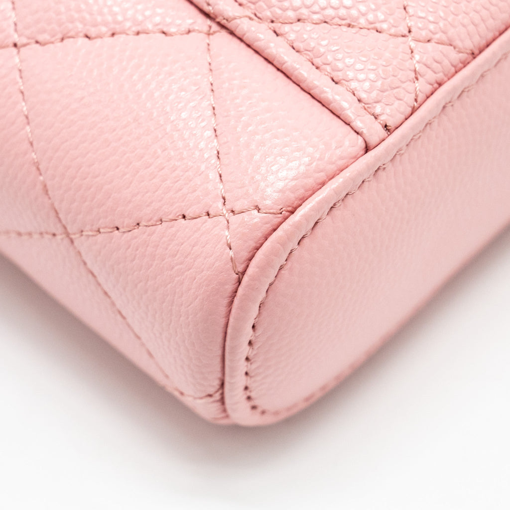 Chanel Vanity Phone Holder With Chain Caviar Pink L