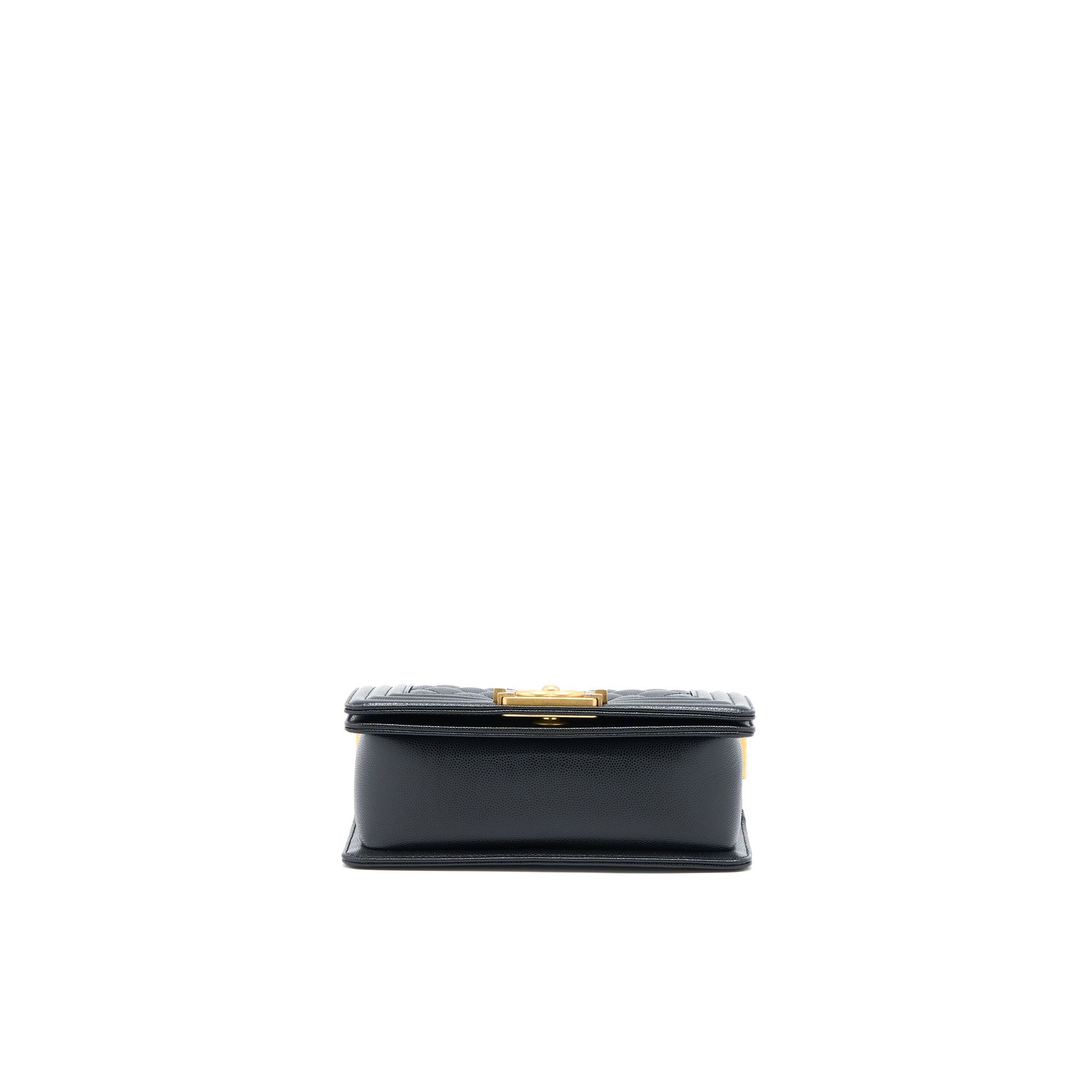 Chanel Small Boy Caviar Black Brushed  (Microchip)