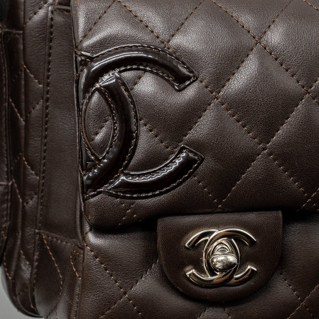 Chanel Vintage Cambo Reporter Bag Calfskin Dark Brown