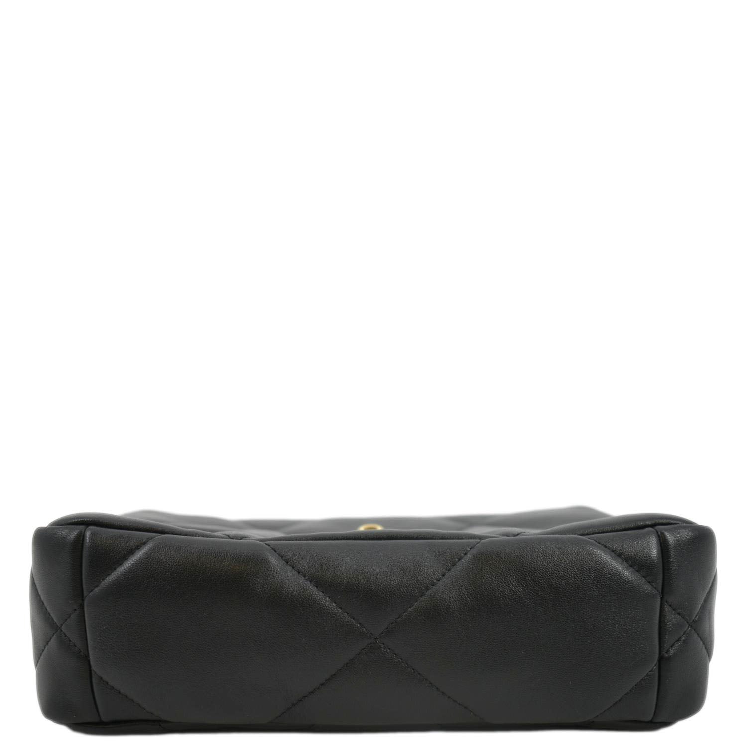 CHANEL 19 Small Flap Quilted Lambskin Leather Shoulder Bag Black