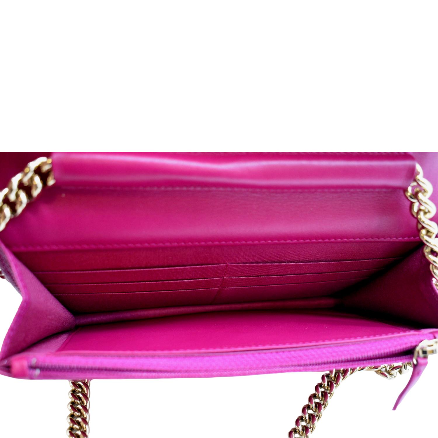 CHANEL Boy Woc Quilted Caviar Leather Wallet on Chain Crossbody Bag Pink