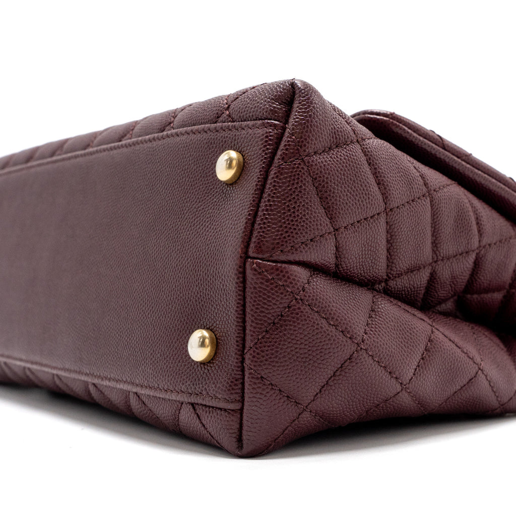 Chanel Medium Coco Handle With Lizard Handle Caviar Burgundy