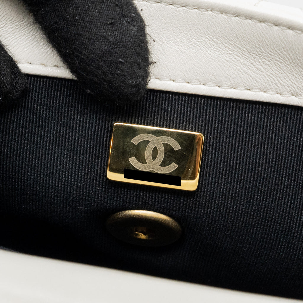 Chanel Seasonal Square Flap Bag Lambskin White  (Microchip)