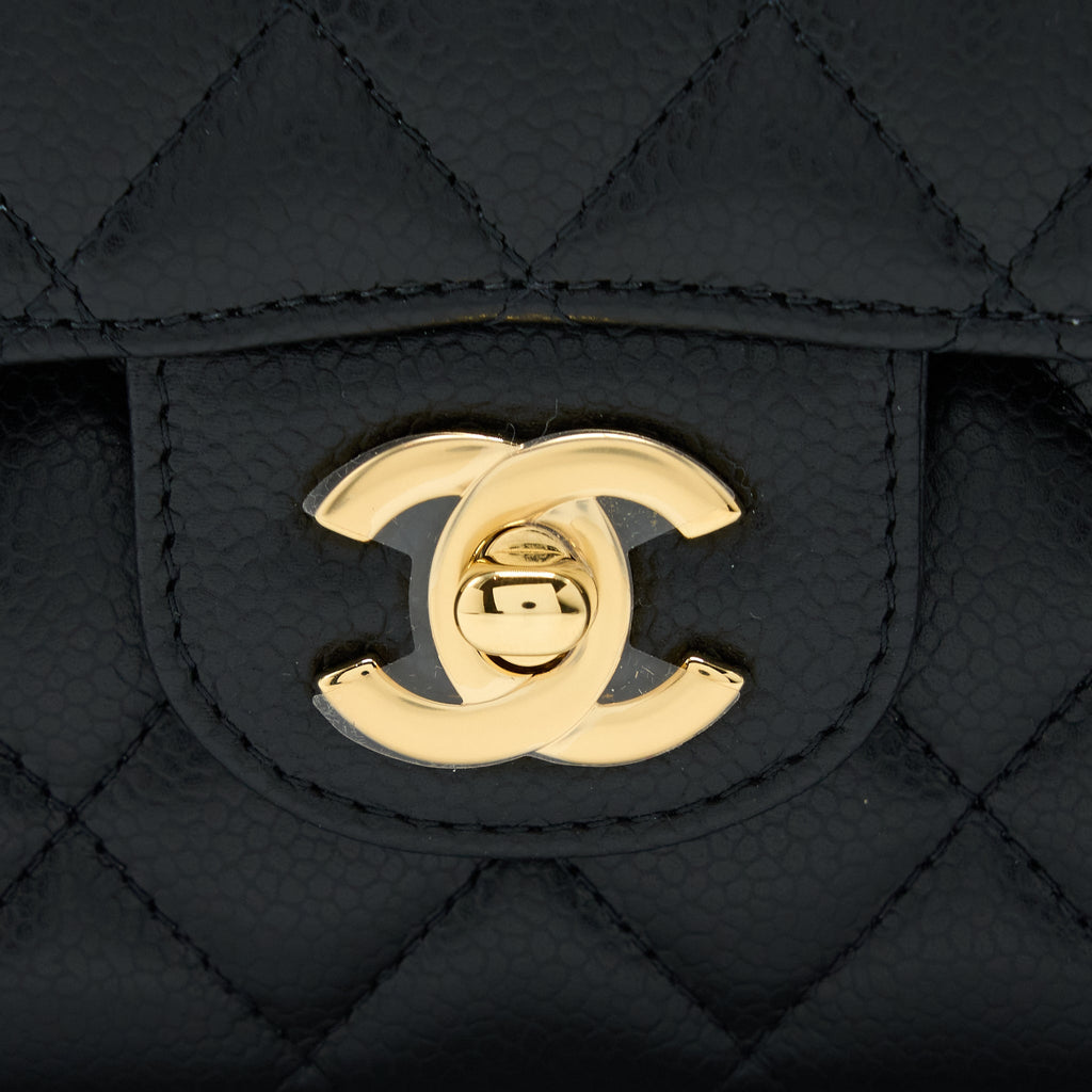 Chanel Medium Classic Double Flap Bag Caviar Black  (Microchip)