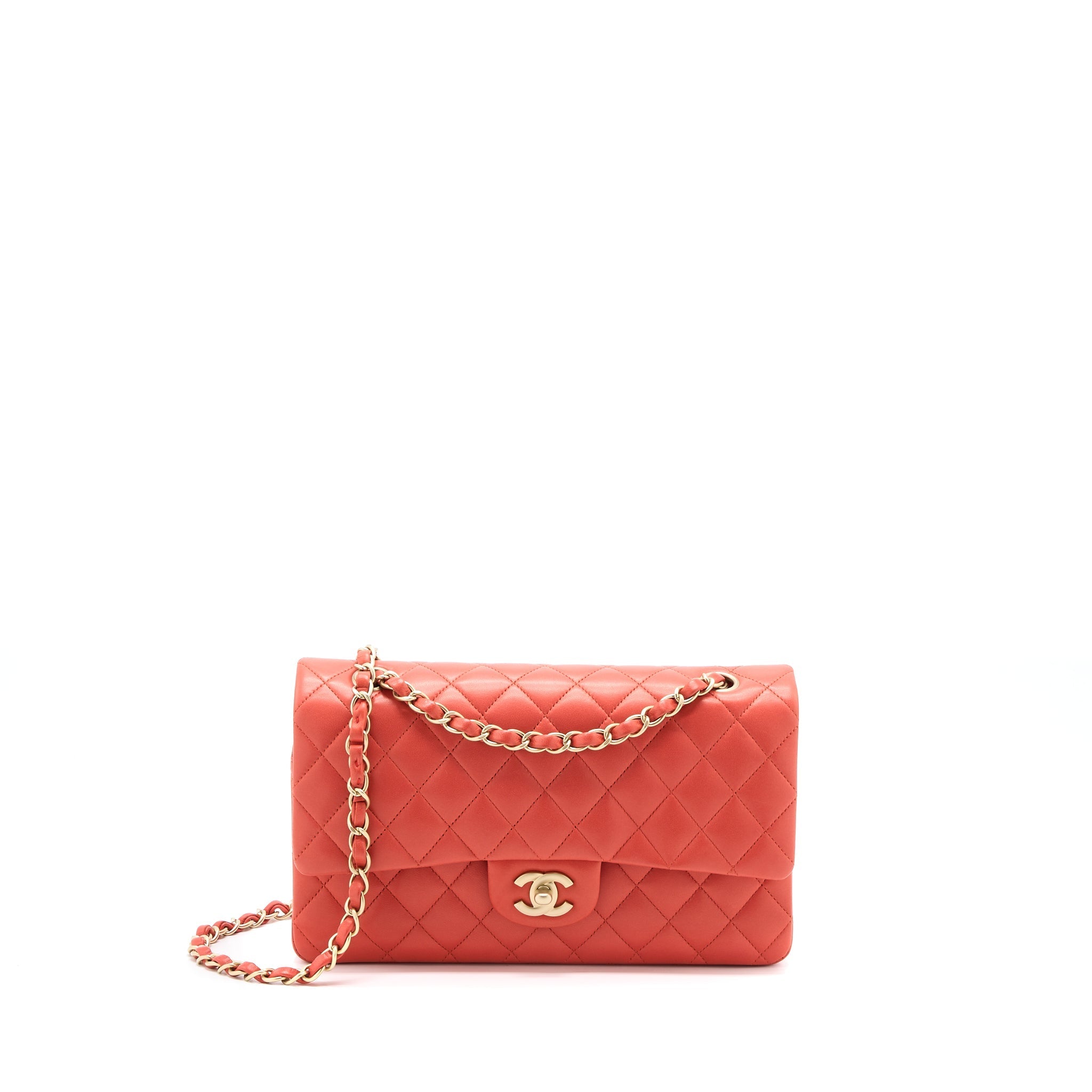 Chanel Medium Classic Double Flap Bag Lambskin Coral Brushed