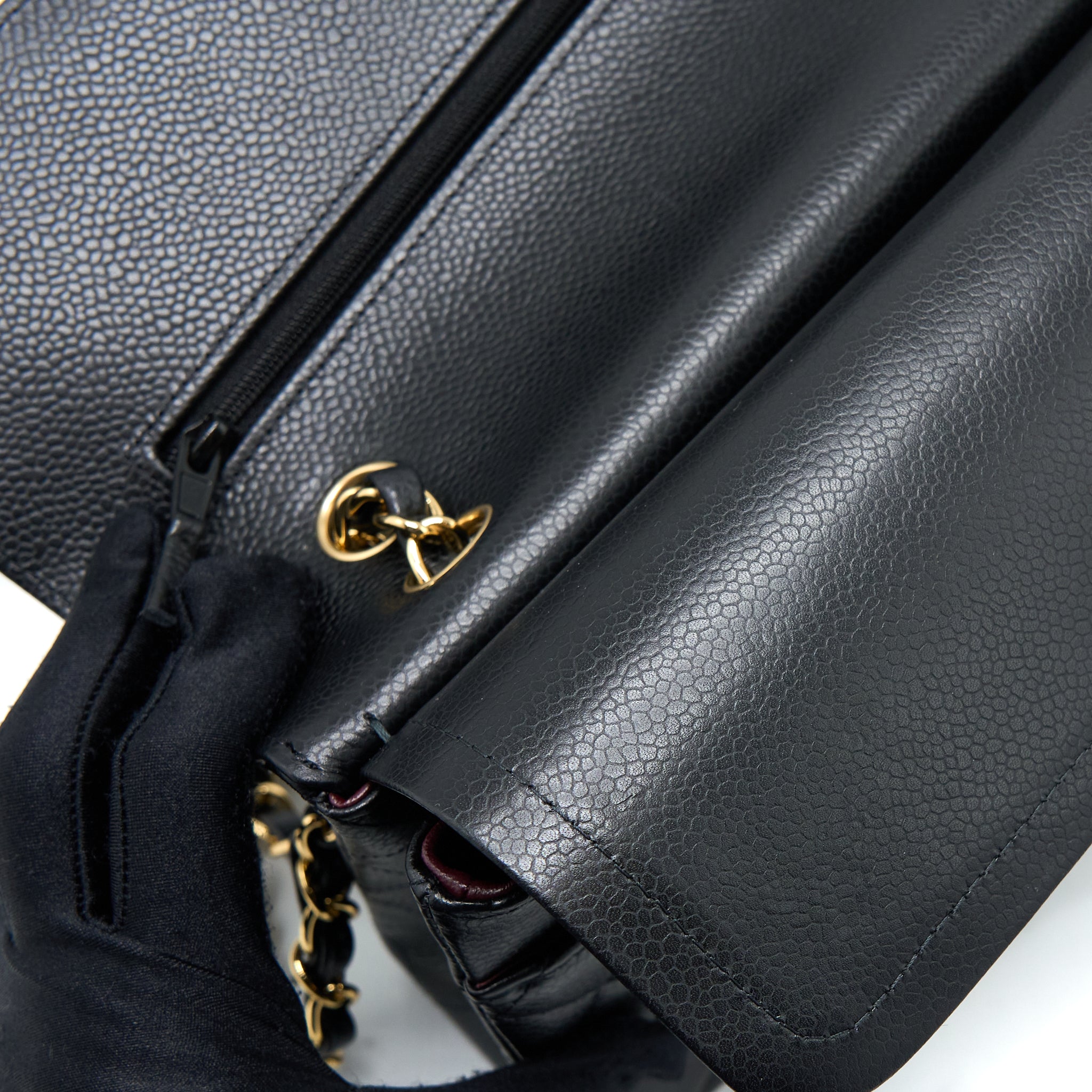 Chanel Medium Classic Double Flap Bag Caviar Black  (Microchip)