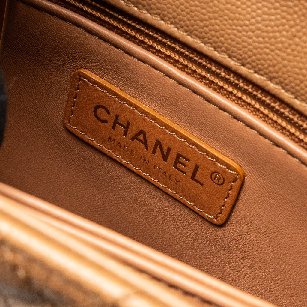 Chanel 21P Small Coco Handle Caviar caramel L