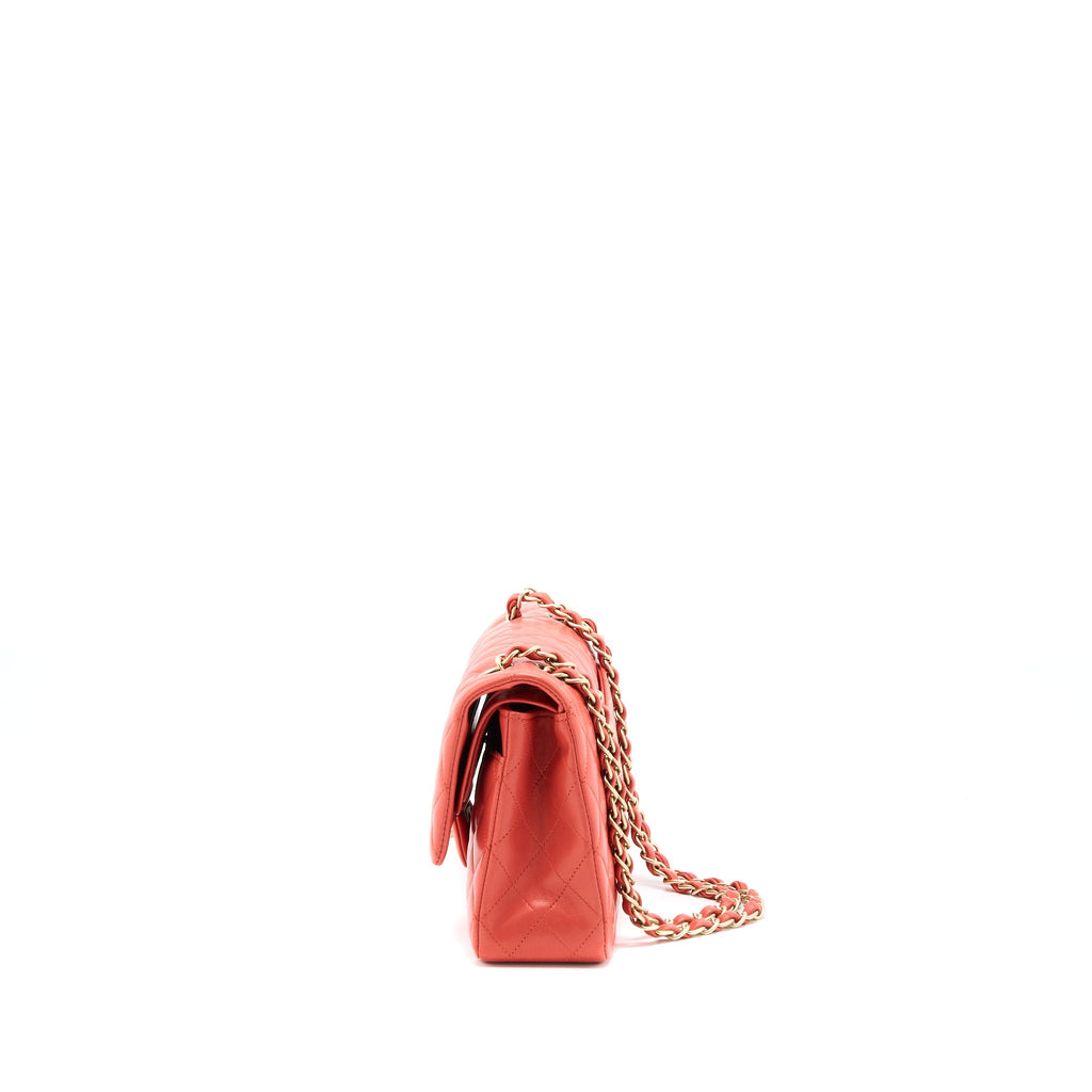 Chanel Medium Classic Double Flap Bag Lambskin Coral Brushed