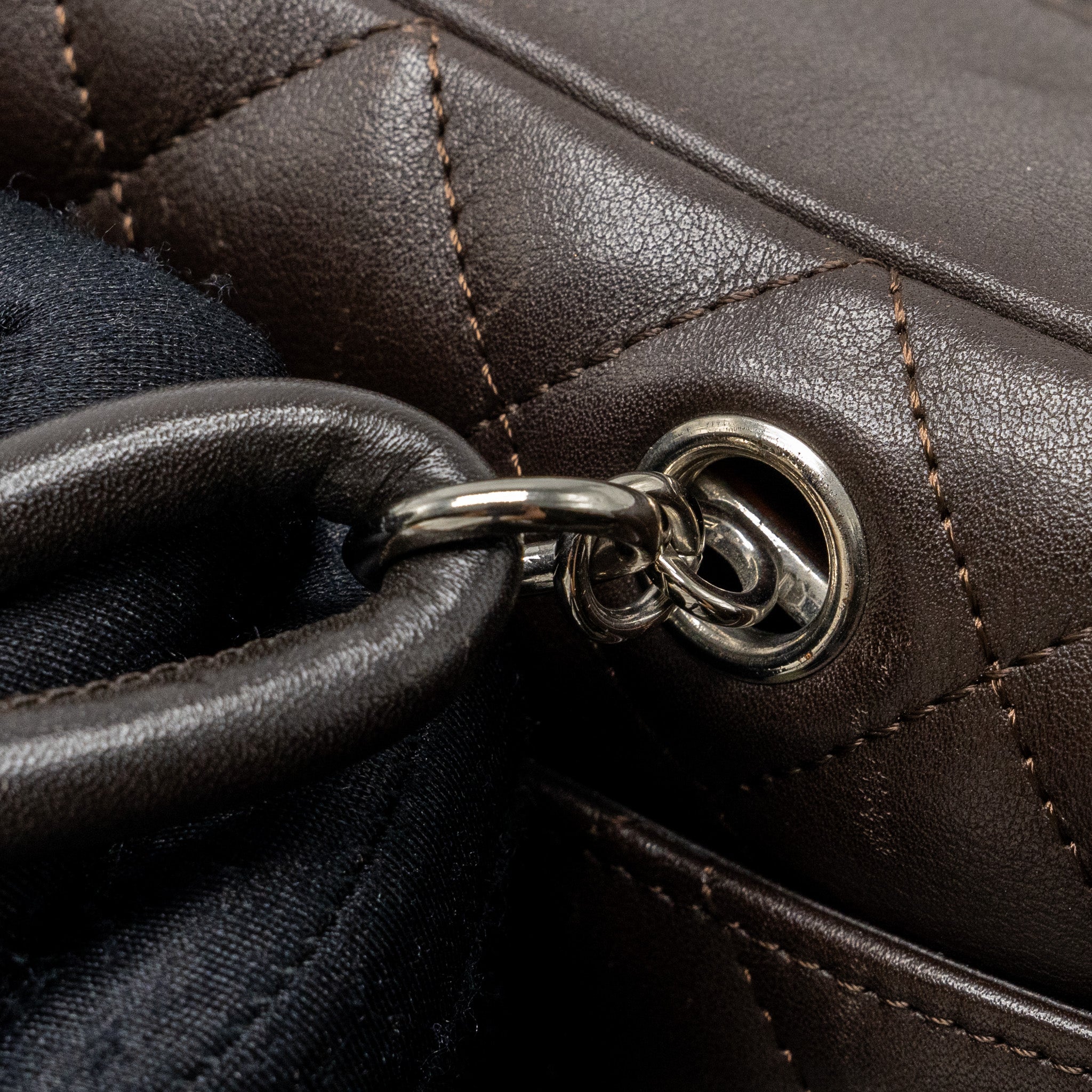 Chanel Vintage Cambo Reporter Bag Calfskin Dark Brown