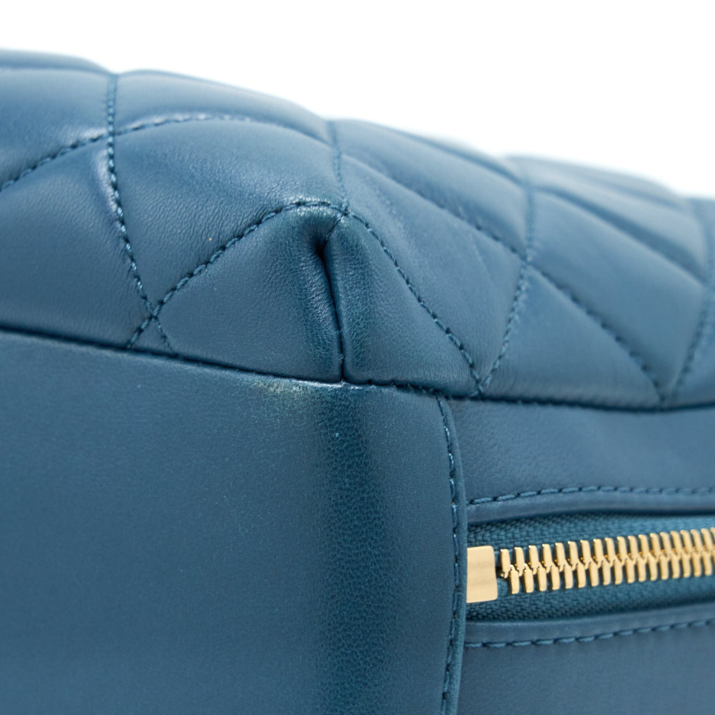Chanel Quilted Large Trendy CC Bowling Bag Lambskin Blue L