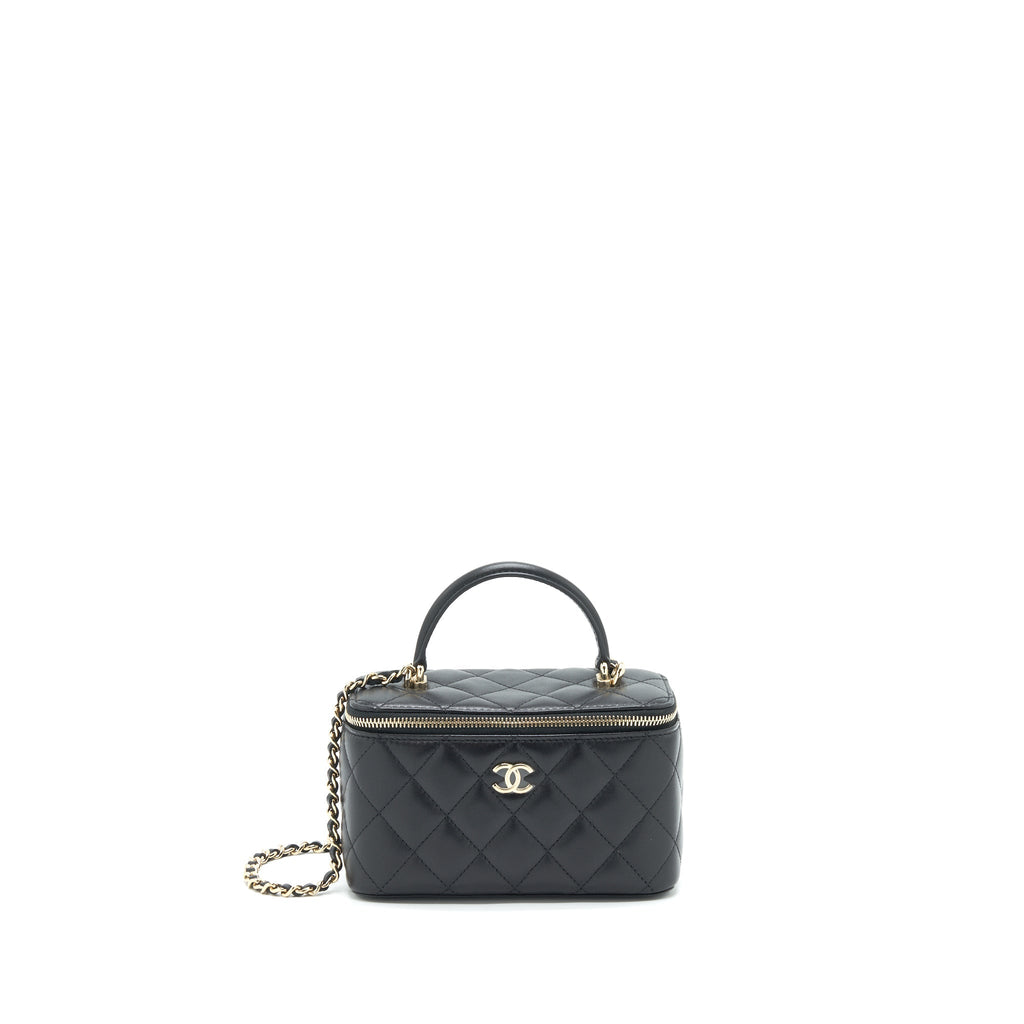 Chanel Top Handle Long Vanity with Chain lambskin black L