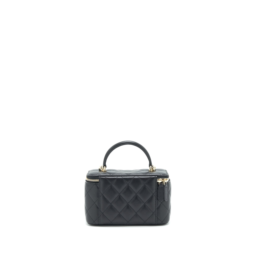 Chanel Top Handle Long Vanity with Chain lambskin black L